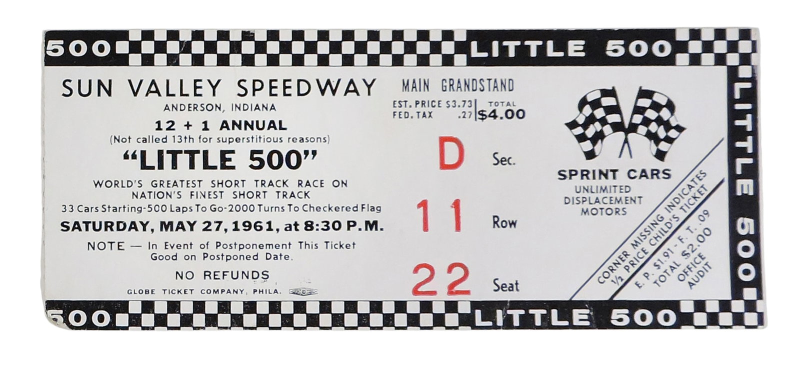 Indy 500 50th Anniversary Official Program from 1961, 112 pgs w/lots of ads, 10 pg promotional ma... - 5