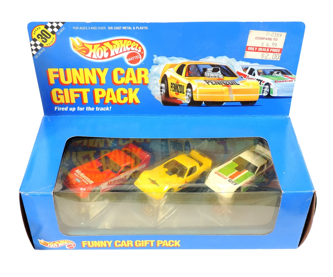 Hot Wheels (3), 2000 Pavement Pounders, No. 89313 Asst. 89850, 1990 Funny Car Gift Pack, No. 7456 & - 4