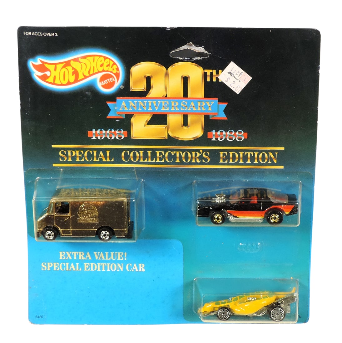 Hot Wheels, 1987 20th Anniversary Special Collector's Edition, No. 5420 & 4607 (embossed on pla...: Hot Wheels, 1987 20th Anniversary Special Collector's Edition, No. 5420 & 4607 (embossed on plastic packaging), diecast/plastic w/orig packaging, NOS w/slight wear on packaging (enlarge photos for