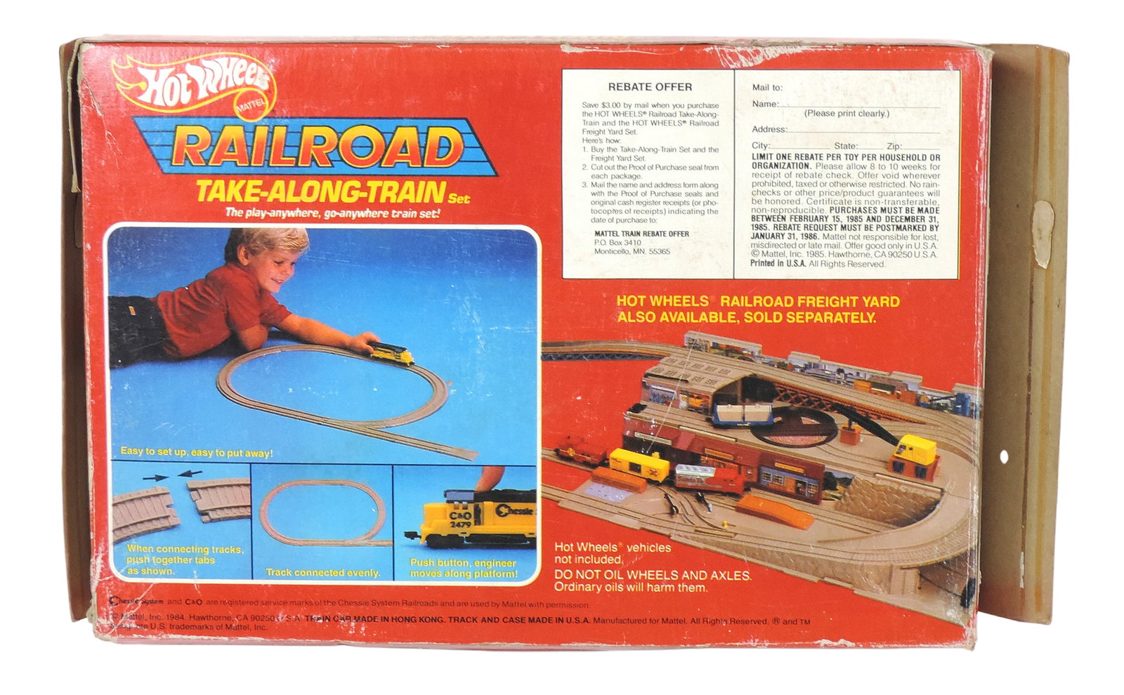 Hot Wheels, Railroad Take-Along-Train Set, No. 9694, 1984 Mattel, Inc., slight wear to orig packa... - 2