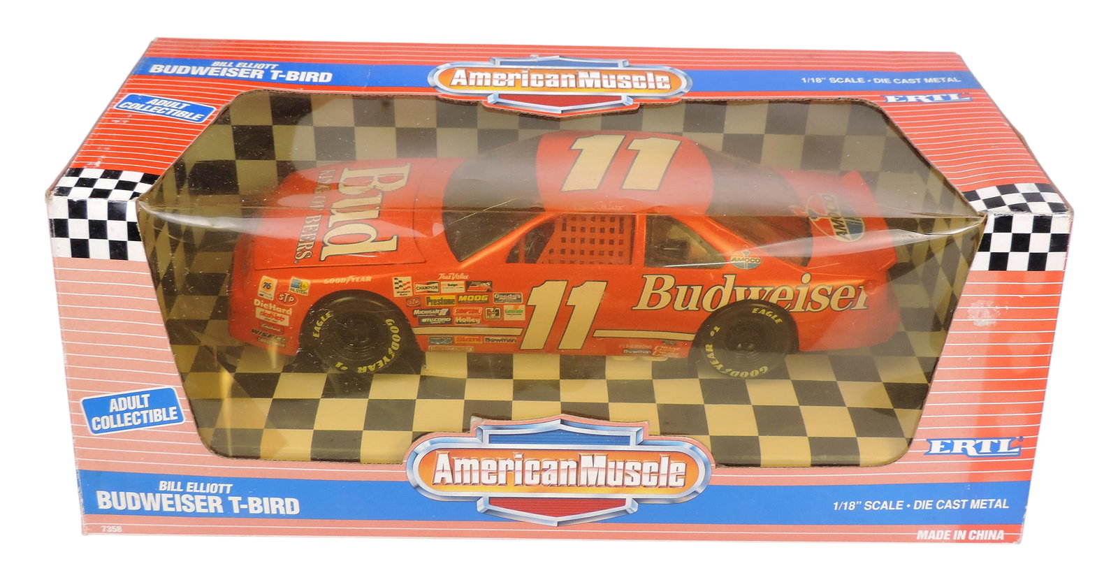 NASCAR American Muscle Adult Collectibles (2), Bill Elliott, Budweiser T-Bird, No. 7358, 1993 Anh... - 2