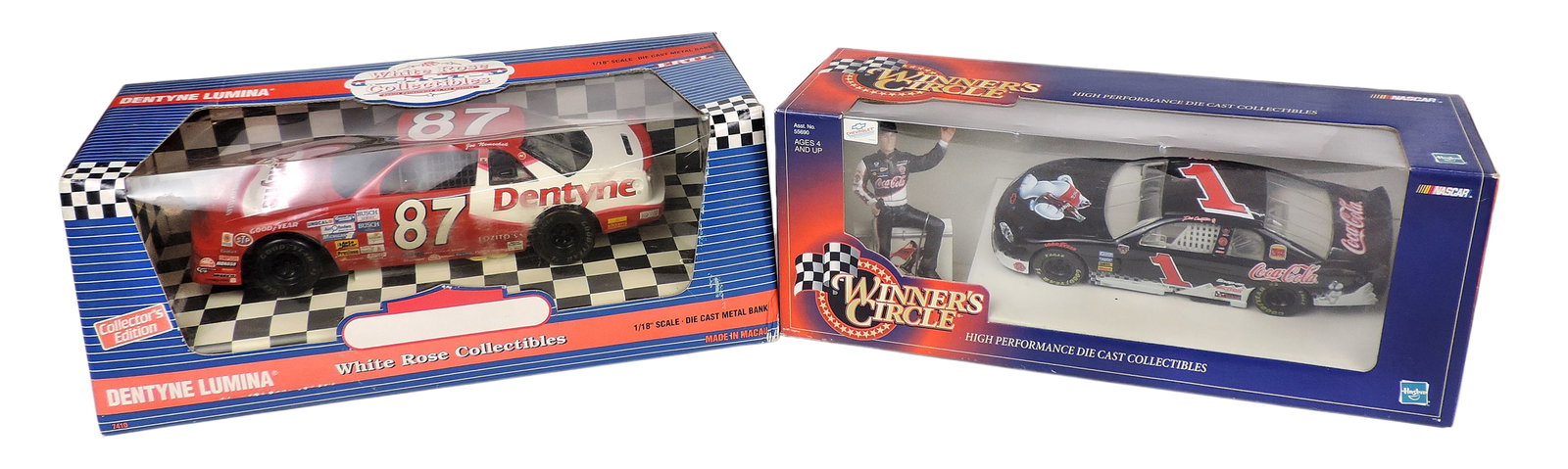 NASCAR Scale Models (2), Winner's Circle High Performance diecast Collectibles, Dale Earnhardt Jr.,: NASCAR Scale Models (2), Winner's Circle High Performance diecast Collectibles, Dale Earnhardt Jr., No. 56592, Asst. No. 55690, 1999 DEI, 1:24 scale, Hasbro & Dentyne Lumina White Rose Collectibles, N