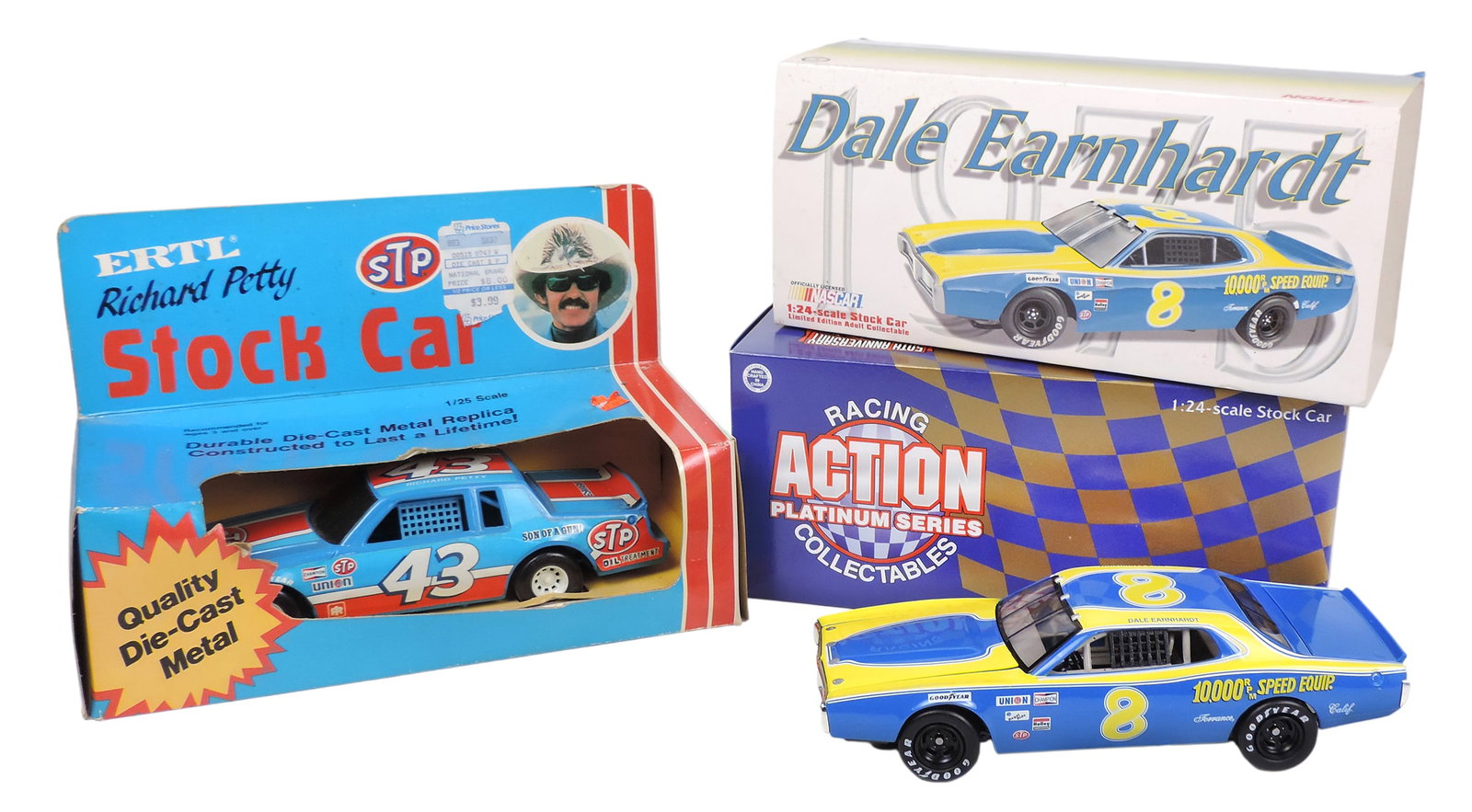 NASCAR Scale Models (2), Richard Petty Stock Car, No. 1827, The Ertl Company, made in Korea, 1/25...: NASCAR Scale Models (2), Richard Petty Stock Car, No. 1827, The Ertl Company, made in Korea, 1/25 scale, diecast & Dale Earnhardt Racing Action Platinum Series, #8 RPM, 1975 Dodge, 1998 Limited Editio