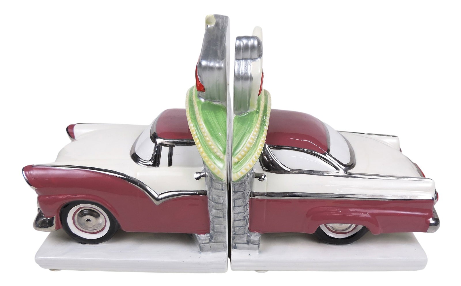 Russ Berrie Classic Car Drive-In Bookends, modeled after a 1955 Ford Crown Victoria, Russ Berrie ... - 2