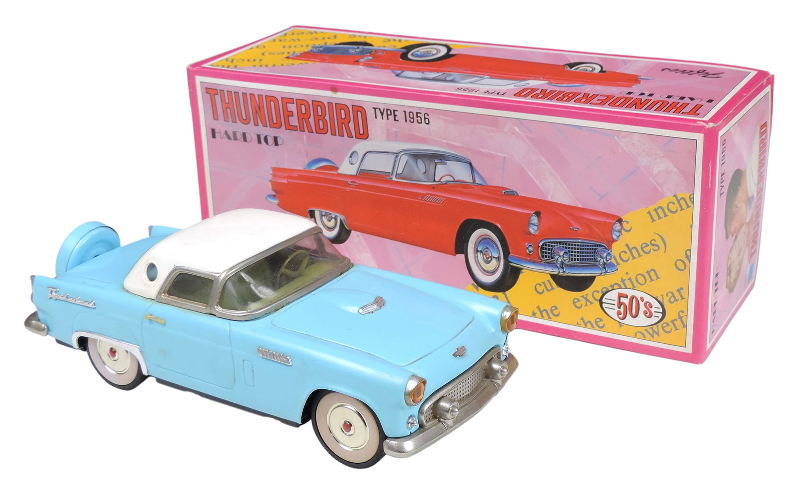 Toy Fifties Thunderbird, Type 1956, Hard Top, pressed tin/metal friction, orig packaging, 50's Fi... (1 of 2)