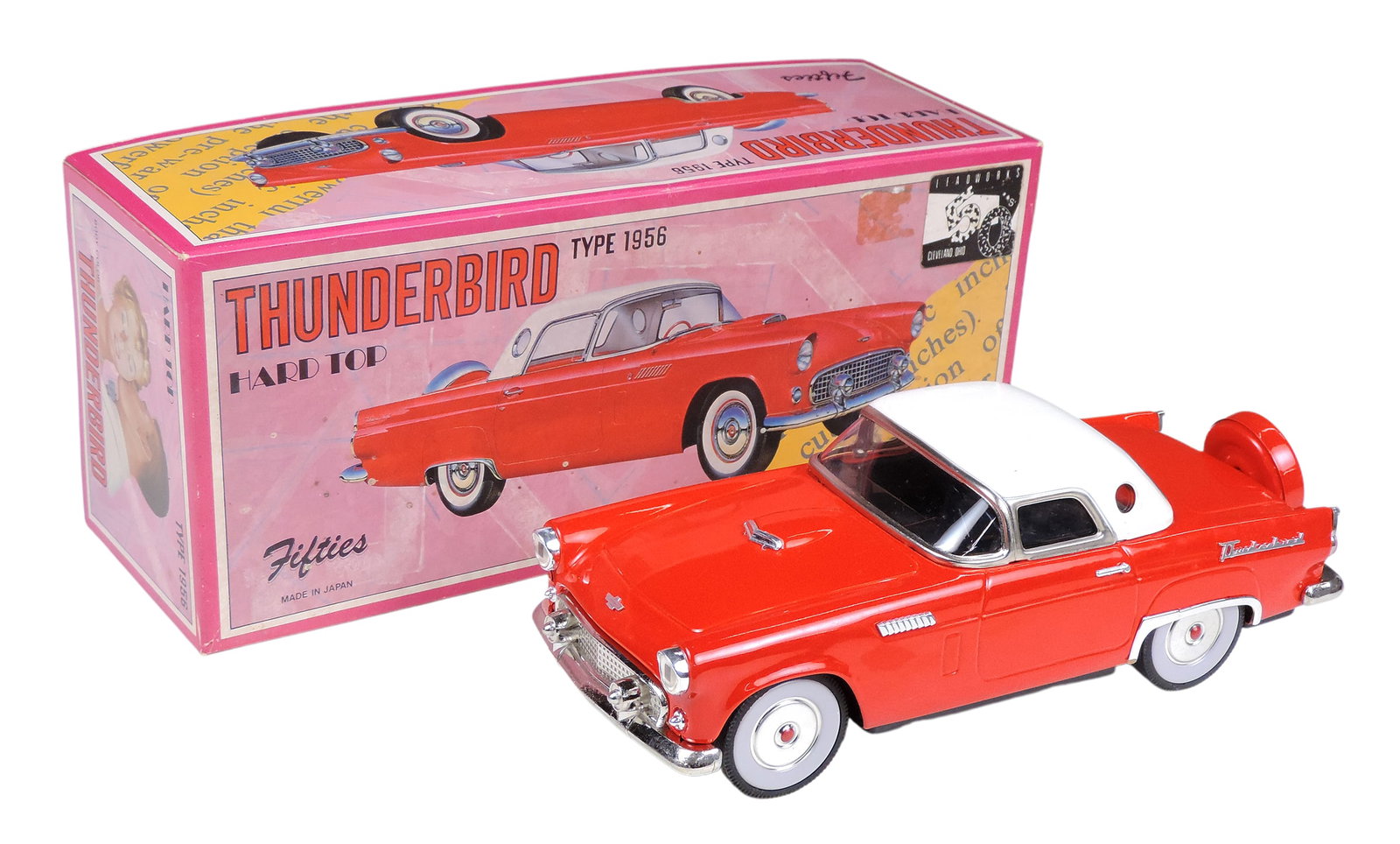 Toy Fifties Thunderbird, Type 1956, Hard Top, pressed tin/metal friction, orig packaging, 50's Fi... (1 of 2)