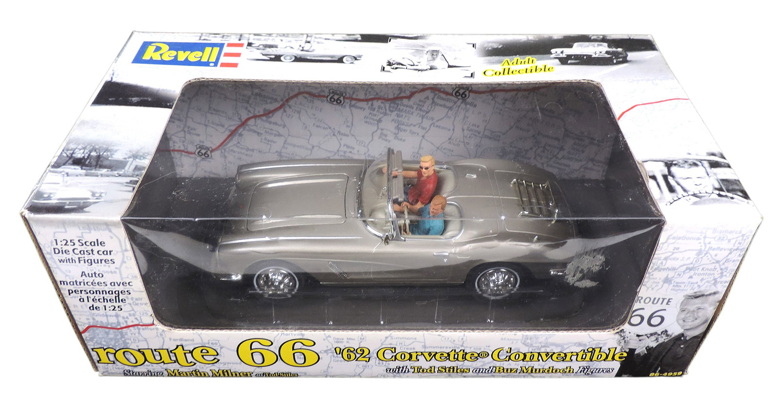 Toy Scale Models (2), Route 66 '62 Corvette Convertible w/Tod Stiles & Buz Murdoch Figures, No. 8... - 3