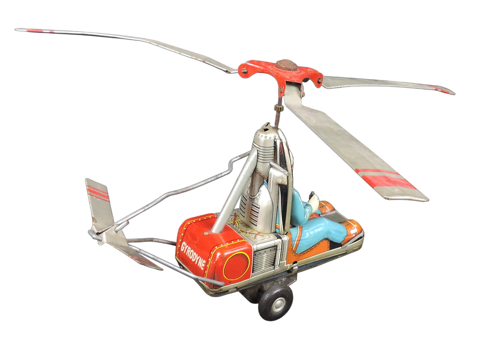 Haji Japan Tin Friction Gyrodyne, U.S. Air Force Helicopter, c. mid 1900s, working mechanisms, li... - 2