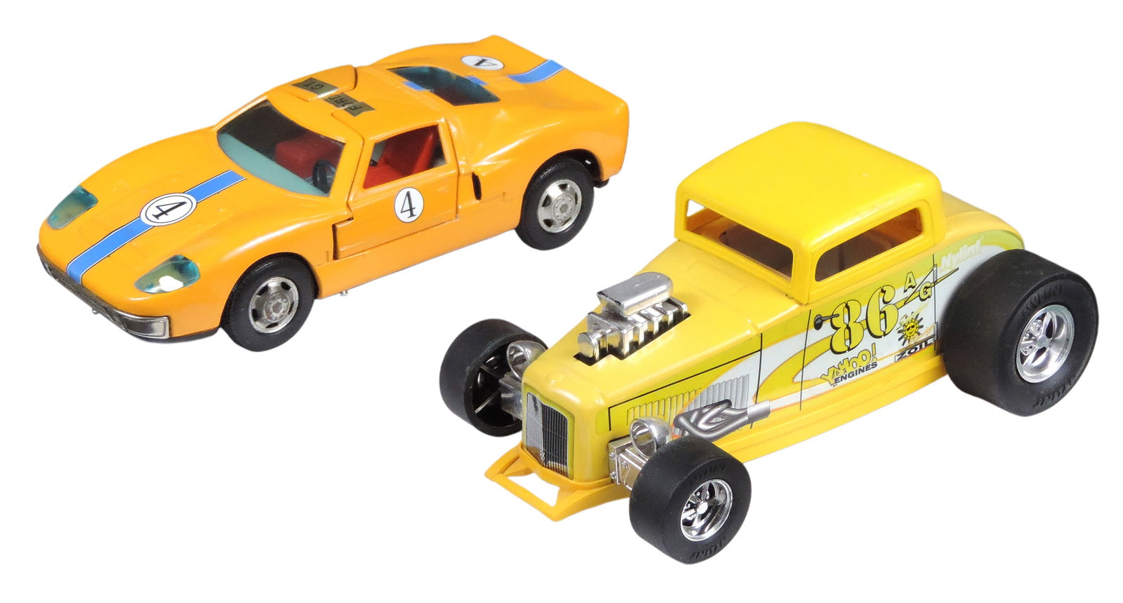Toy Scale Models (2), Nylint Deuce Sound Machine, steel/plastic, made in Mexico & Bandai Ford GT,...: Toy Scale Models (2), Nylint Deuce Sound Machine, steel/plastic, made in Mexico & Bandai Ford GT, steel/plastic, made in Japan, both are battery operated/untested, c. mid-late 1900s, (enlarge photos f