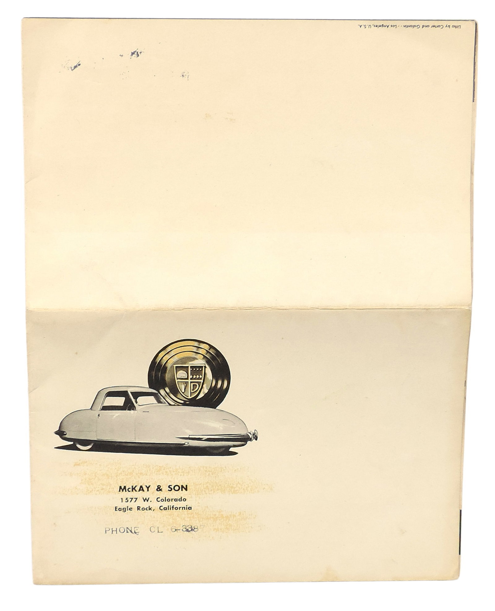 Davis Three-Wheel Engineering Triumph Brochure, McKay & Son, Eagle Rock, California, Litho by Car... - 2