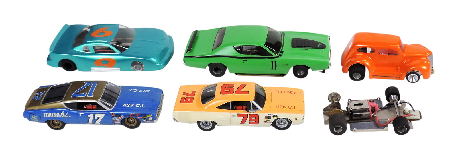 Slot Toy Scale Models (6), includes Carrera Evolution 1970 Plymouth Road Runner, Mid No. 340 Stom... - 2