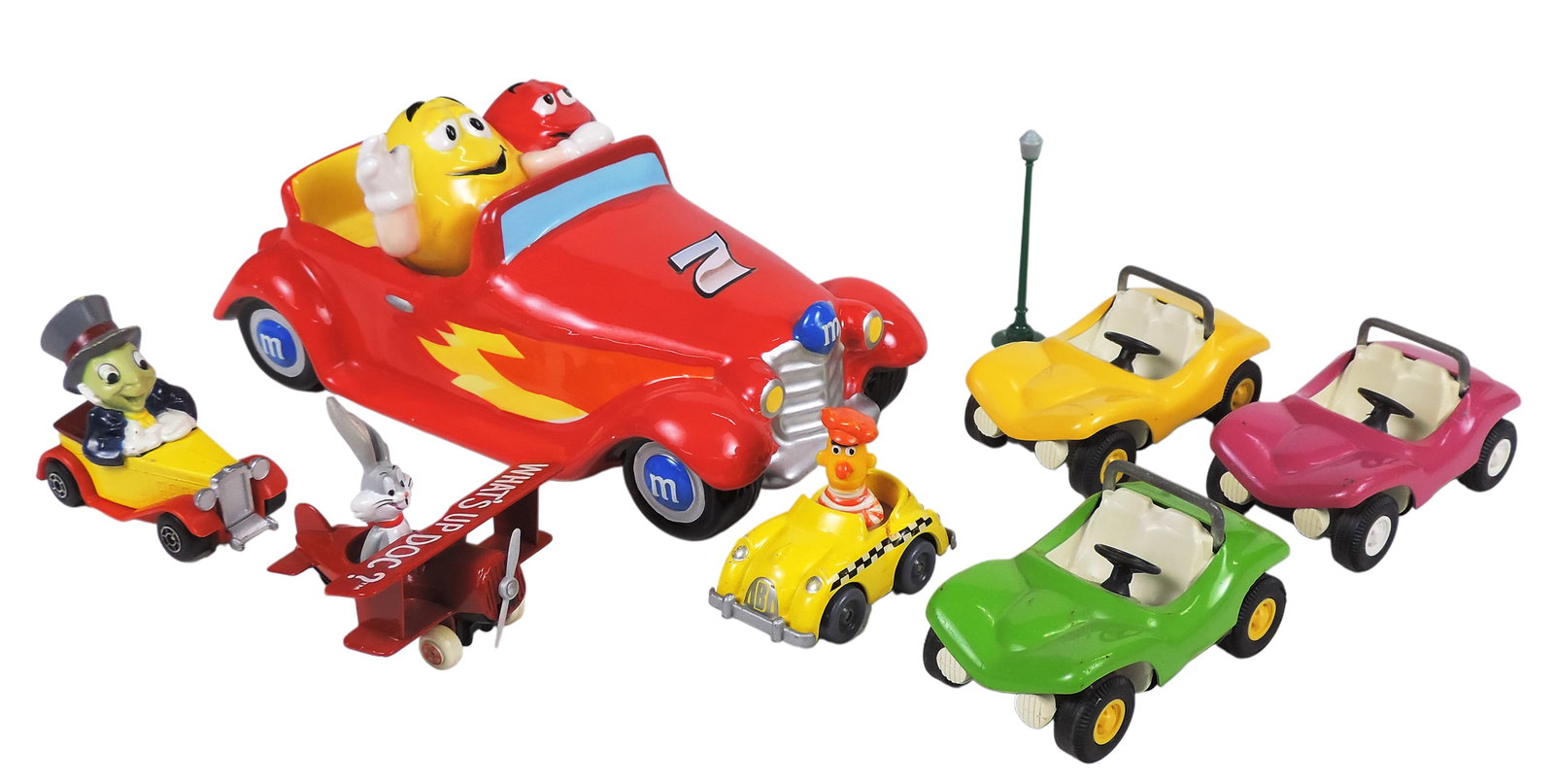 Disney & Tonka Scale Models (8), includes 3 Tonka Dune Buggy Cars, made in USA, c. 1960s-70s, Bert,: Disney & Tonka Scale Models (8), includes 3 Tonka Dune Buggy Cars, made in USA, c. 1960s-70s, Bert, 1981, 1983 Muppets, Jiminy Cricket, 1979, Matchbox, Bugs Bunny, Looney Tunes, 1988, Ertl & Galerie M