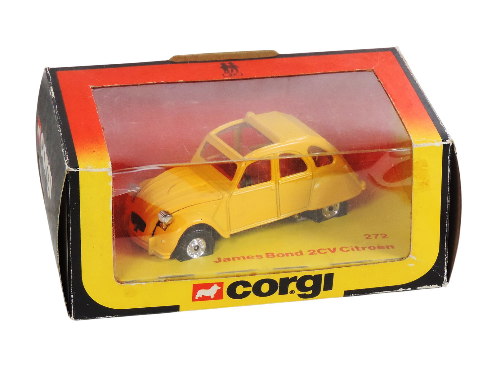 Toy Scale Model, Corgi James Bond 2CV Citroen 272, from the James Bond film â€œFor Y: Toy Scale Model, Corgi James Bond 2CV Citroen 272, from the James Bond film â€œFor Your Eyes Only," made in Great Britain, 1981, The Mettoy (TM) Co., Ltd., orig packaging,