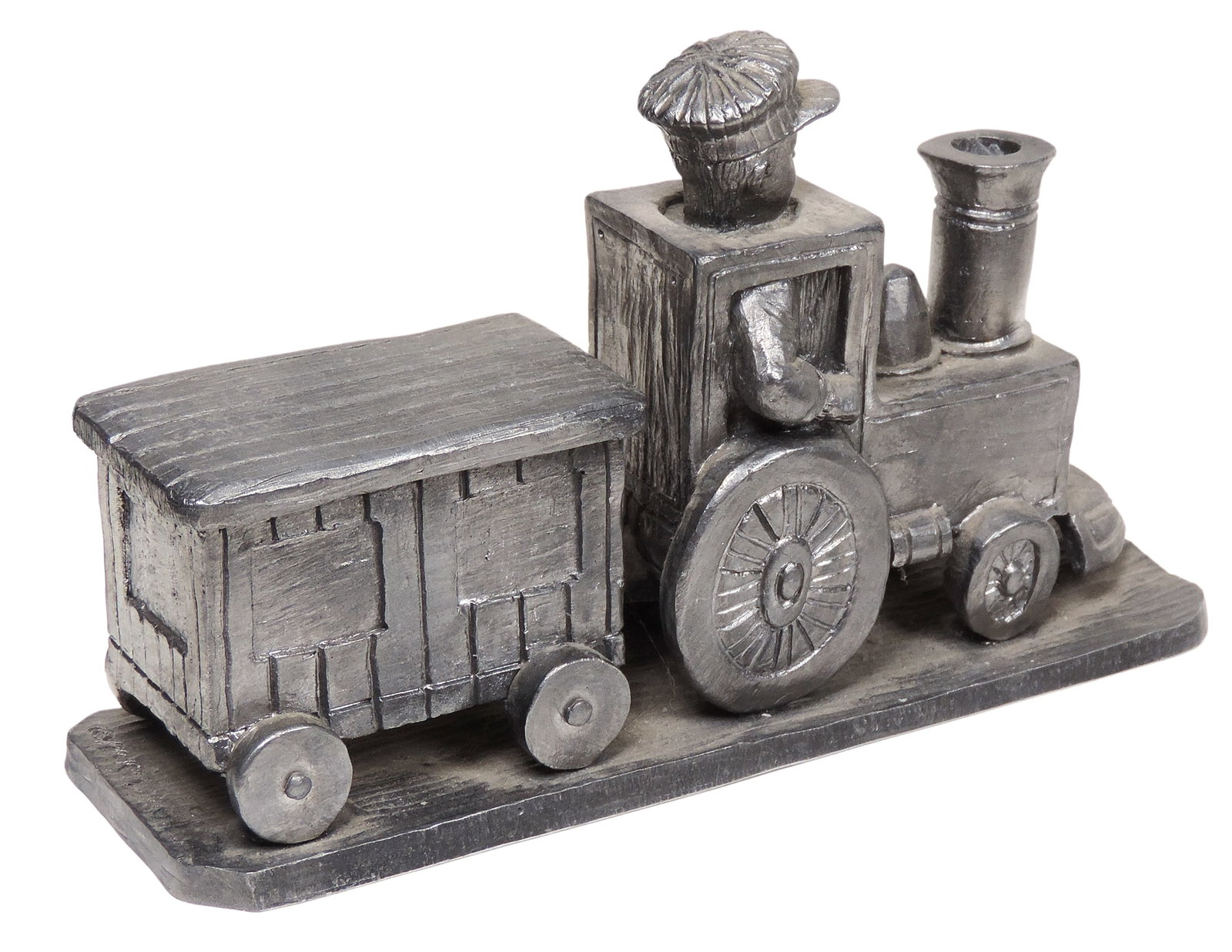 Michael Ricker Pewter Sculpture, Locomotive Train & Cars, handcrafted,1873 etched on bottom, c. l... - 2