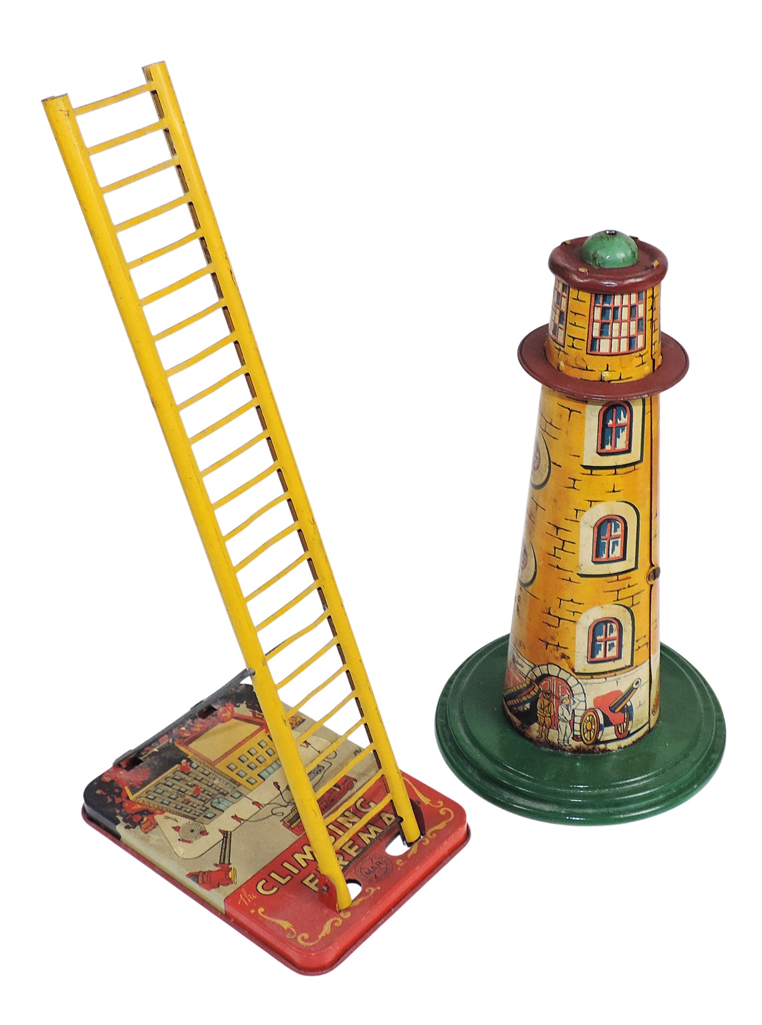 Mechanical Toys & Replacement Parts (5), all litho on tin, Musical Sail Way Lighthouse Carousel (... - 3