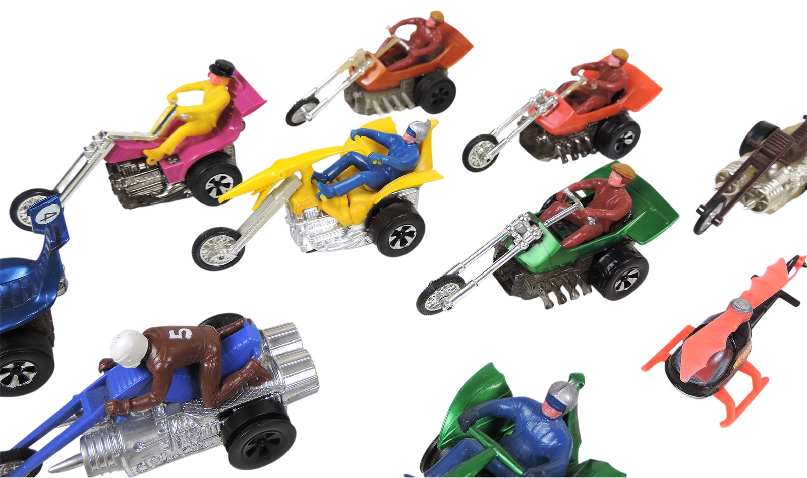 Toy Scale Models (14), includes Mattel Chopcycles Speed Steeds, c. 1970s, made in Mexico, Gorgi J... - 2