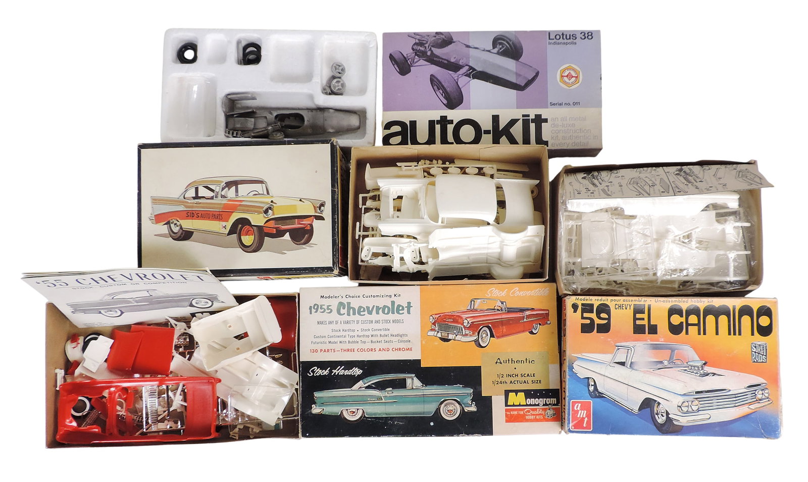 Toy Scale Model Kits (10), includes Fire Chief, Ford Lotus, 1937 Chevy, 1957 Chevrolet H.T. The G... - 2