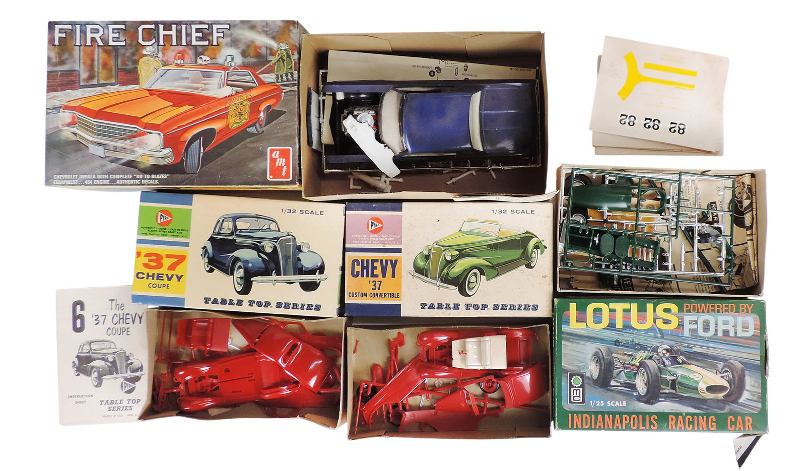 Toy Scale Model Kits (10), includes Fire Chief, Ford Lotus, 1937 Chevy, 1957 Chevrolet H.T. The G... - 4