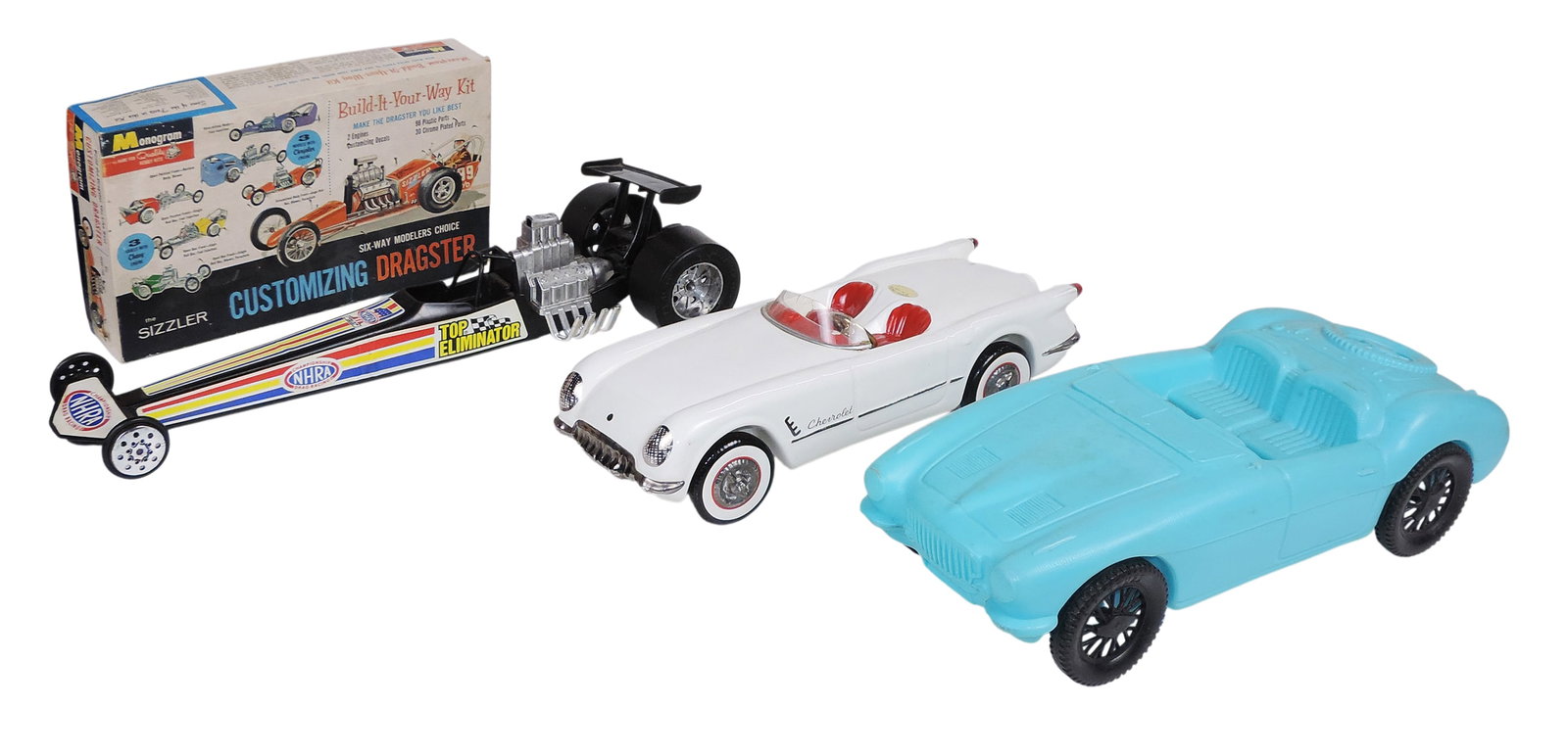 Toy Scale Models, Decanter, Kit (4) includes Famous Firsts 1953 Corvette, hand painted in Italy, ... (1 of 3)