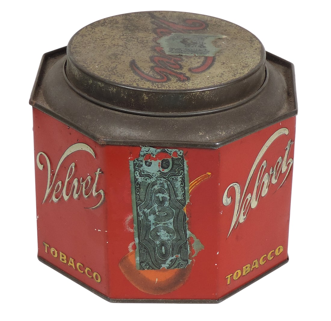 Velvet Tobacco Canister, Spaulding & Merrick, Chicago, Ill.-USA, Factory No. 3 1st Dist., State o... - 3