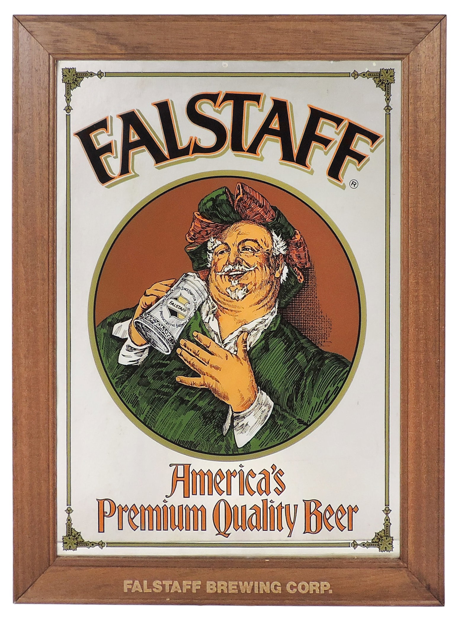 Falstaff Brewing Company Beer Mirrored Sign, America's Premium Quality Beer, features iconic Shak... (1 of 1)
