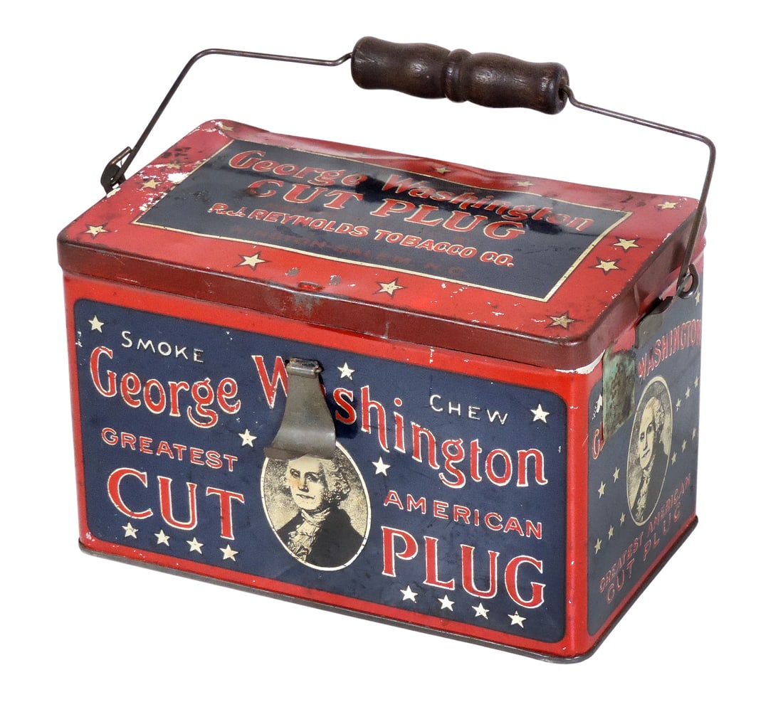 George Washington Cut Plug Tobacco Tin Canister, Mfg only by R.J. Reynolds Tobacco Co., Winston, ... (1 of 2)