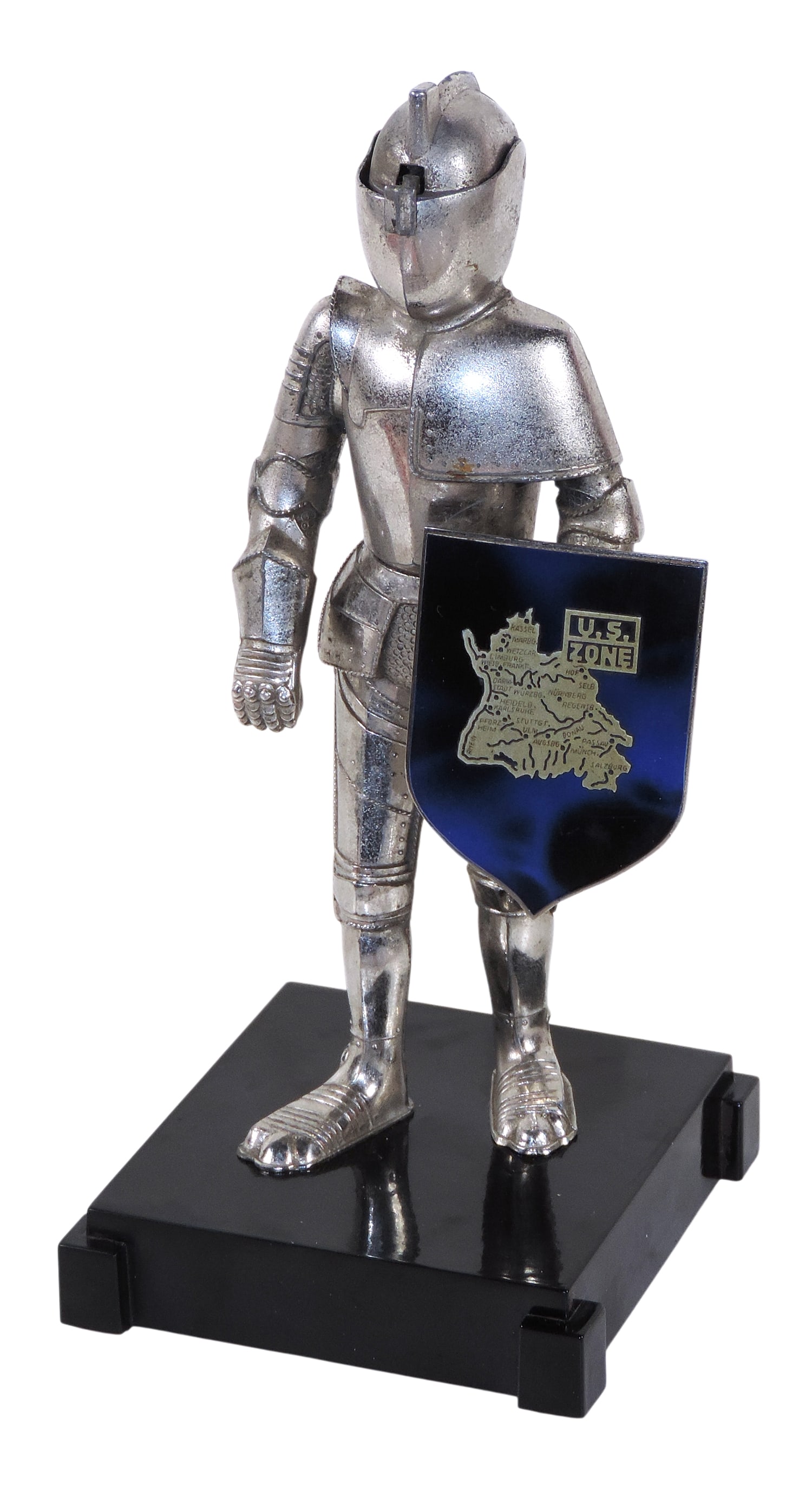 Weltzunder Medieval Knight Table Lighter, Mfg by Kremer & Bayer, shield features a distinct U.S. ... (1 of 3)