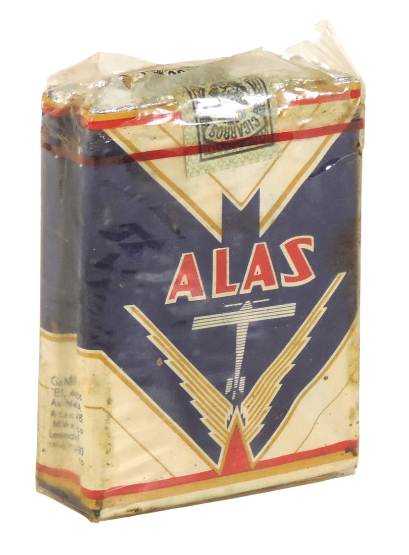 Rare Alas Cigarette Pack, unopened full pack w/tax stamp & cello wrap, Red/White & Blue w/airplan... - 2