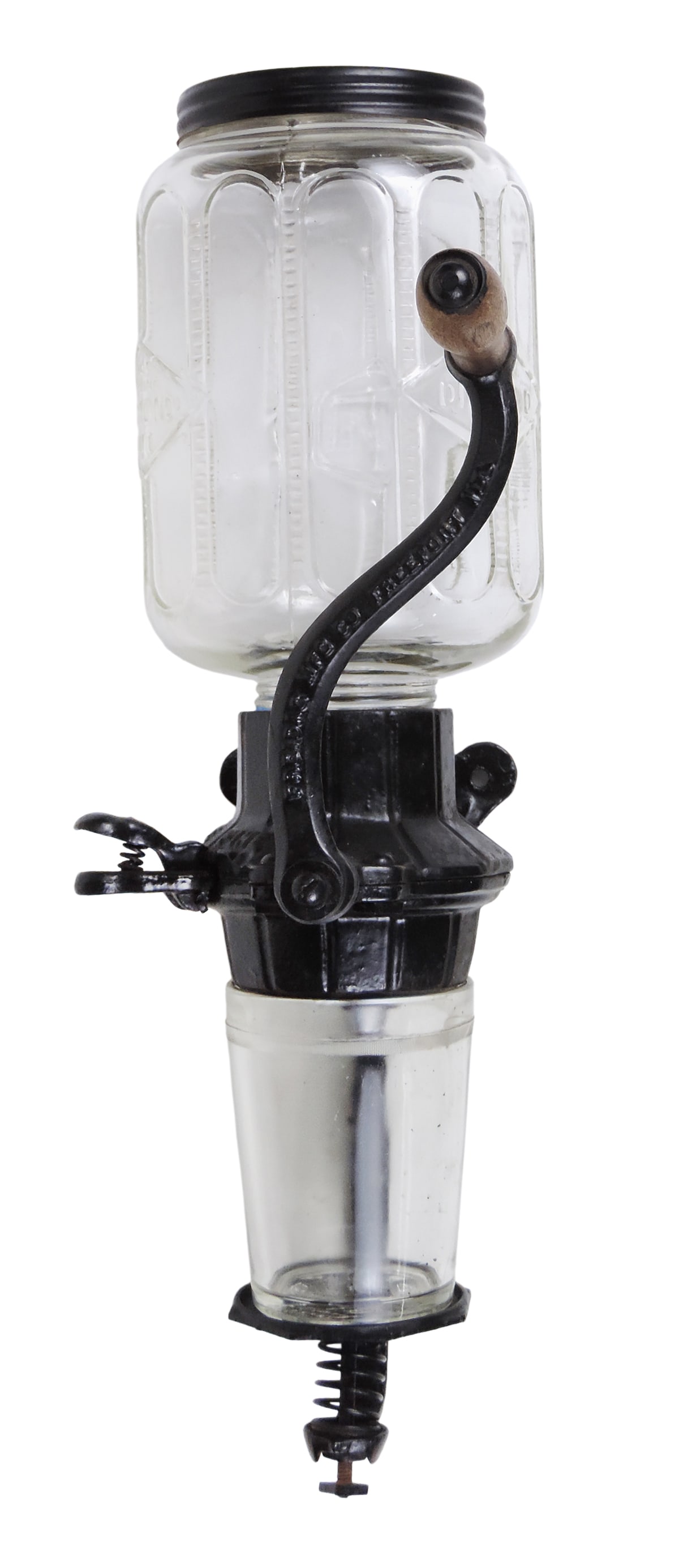 Jewel Ball Bearing Diamond Cut Coffee Grinder, embossed glass, Freidag Mfg. Co., Freeport, Ill-US... (1 of 4)