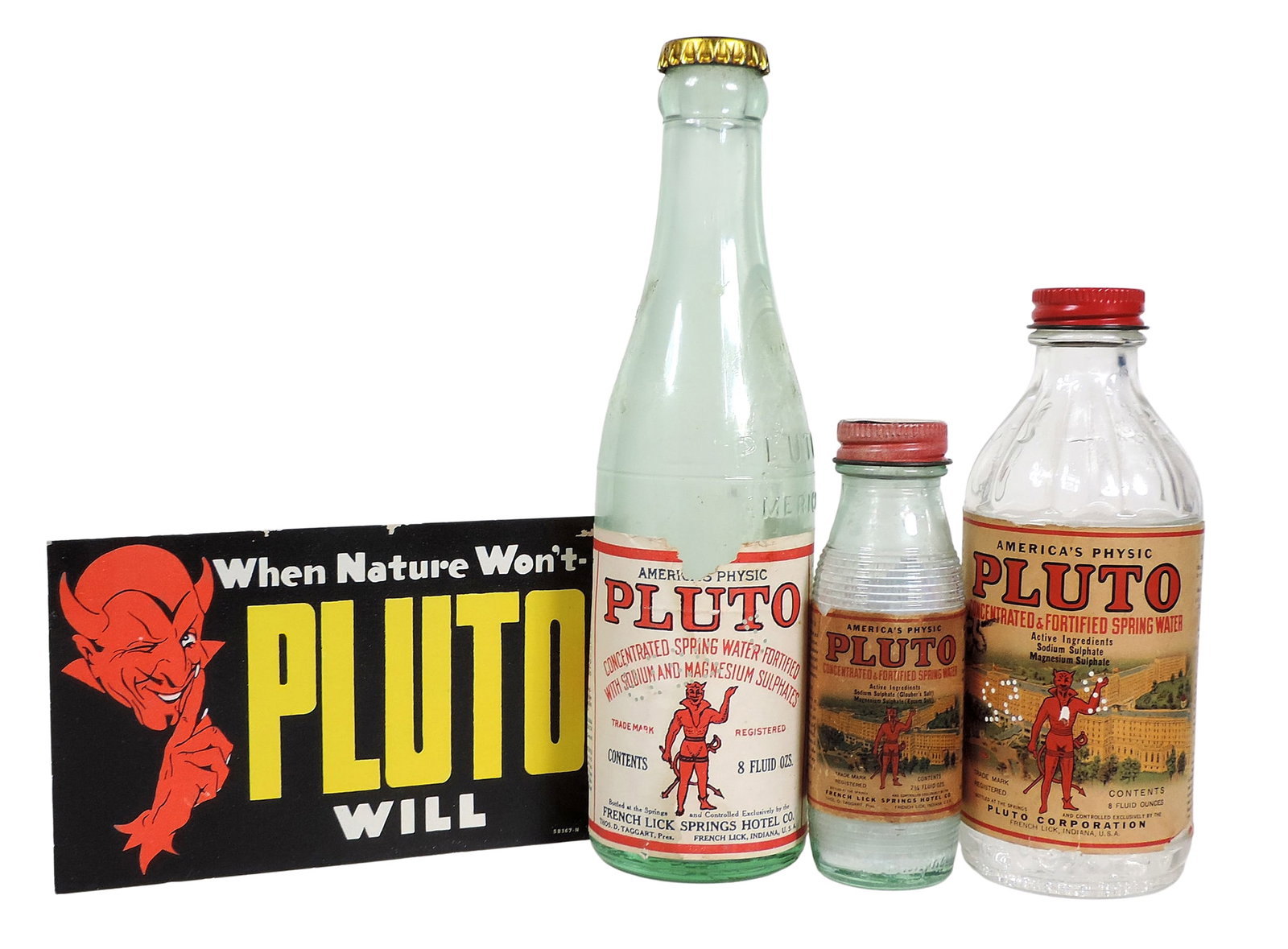Pluto Water & Postcard (4), Bottled at the Springs and controlled exclusively by French Lick Spri... (1 of 2)