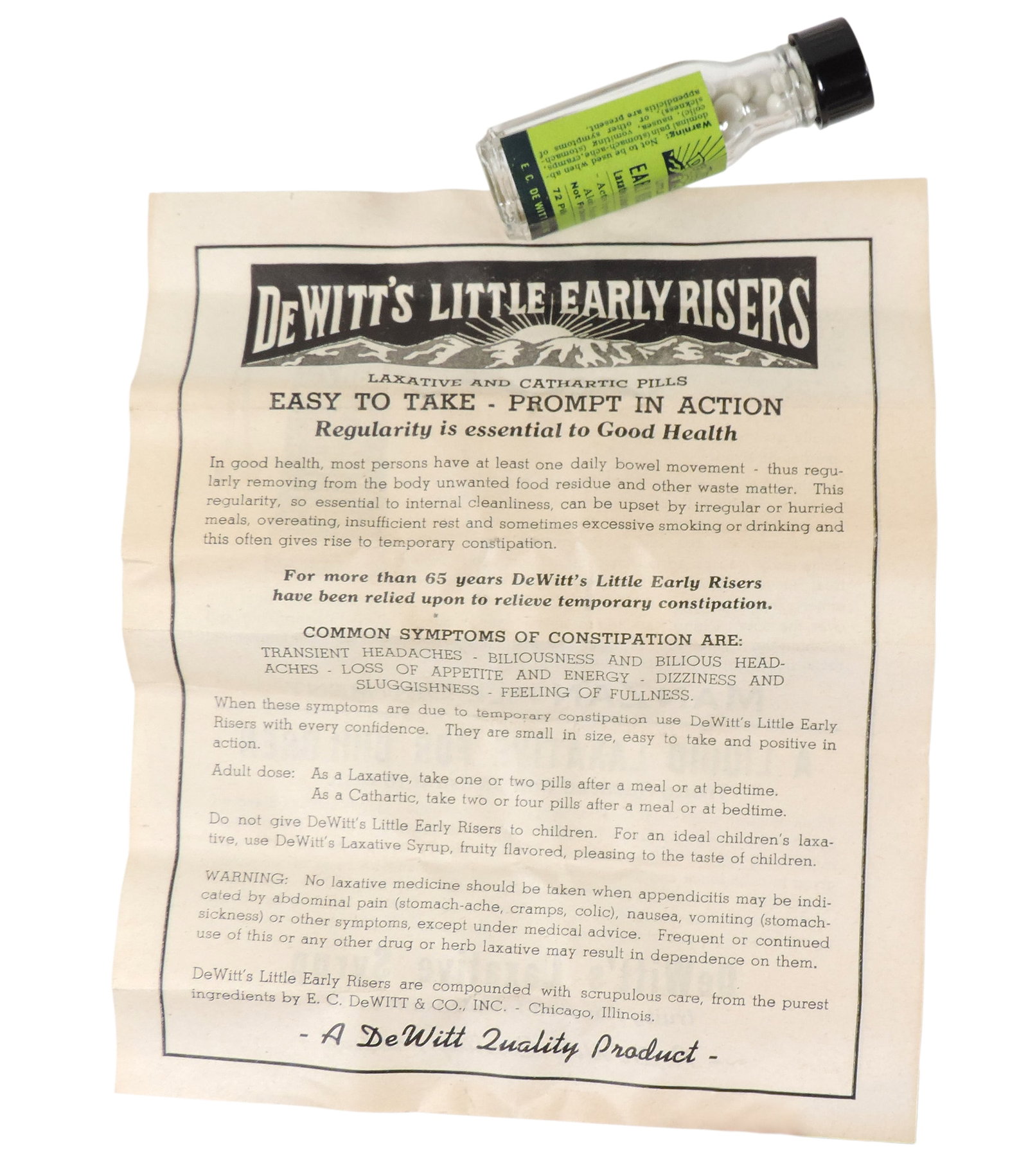 DeWitt's Little Early Risers (6), Laxative & Cathartic Pills, Mfgd by E.C. DeWitt & Co., Inc., ... - 2