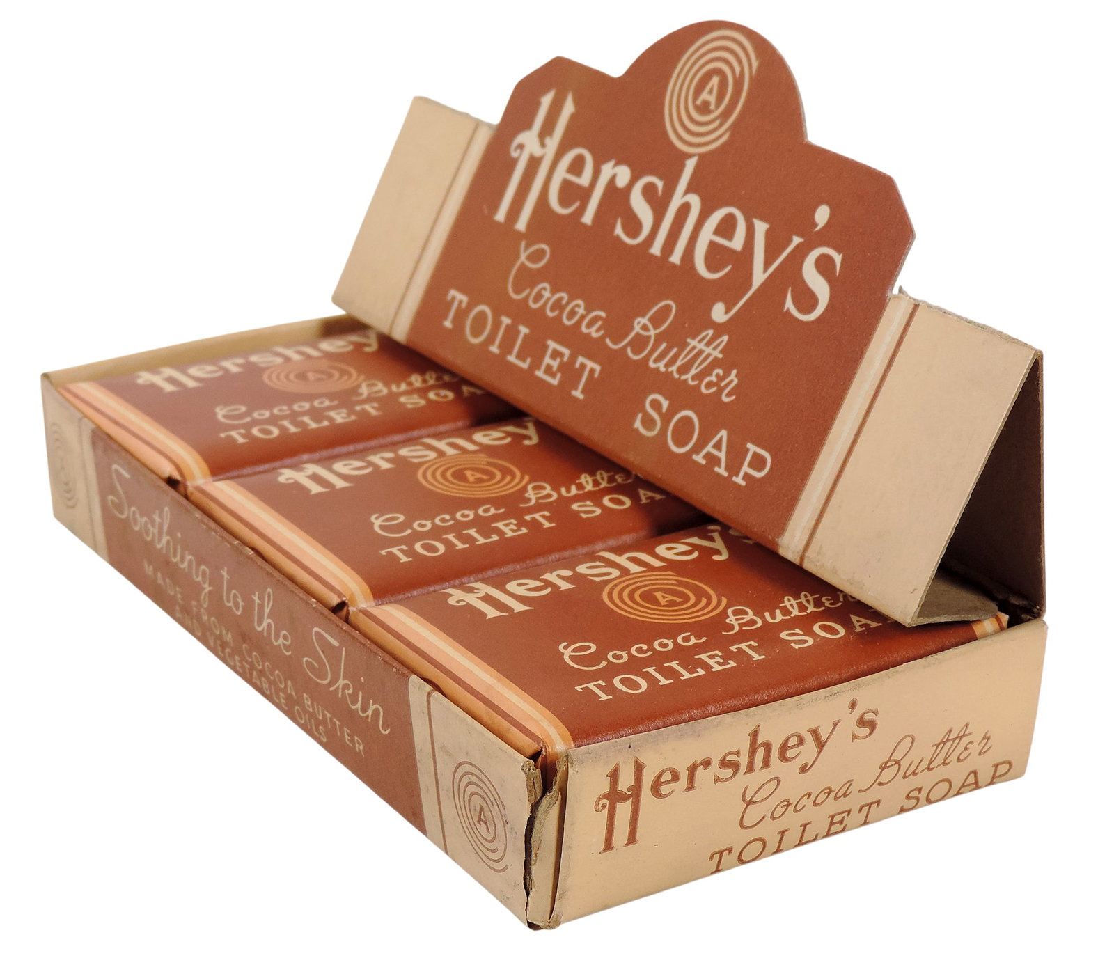 Hershey's Cocoa Butter Toilet Soap Display Set, features 3 unopened bars, originally created to... - 2