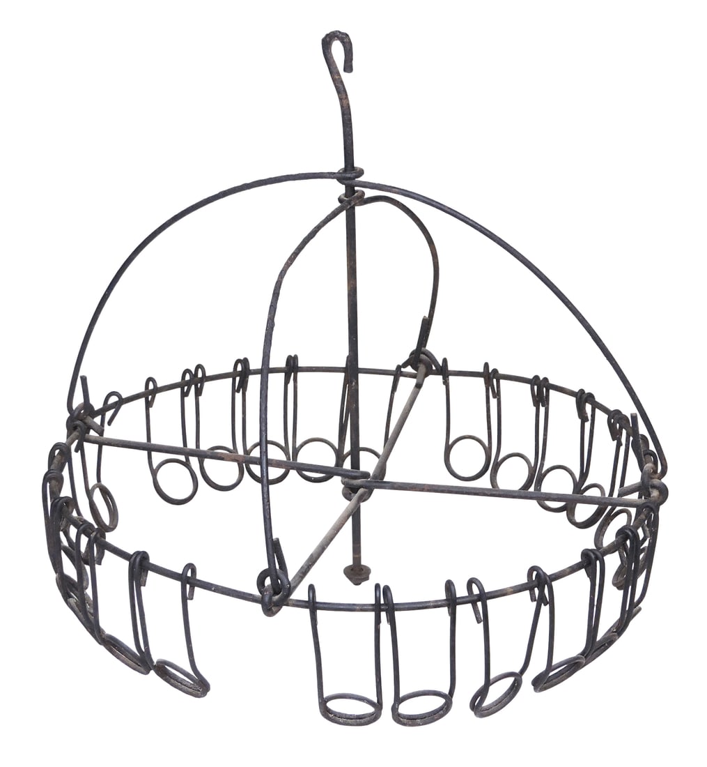 Country Store Broom or Buggy Whip Holder, heavy bent wire w/multiple free-swinging loops intended... (1 of 1)