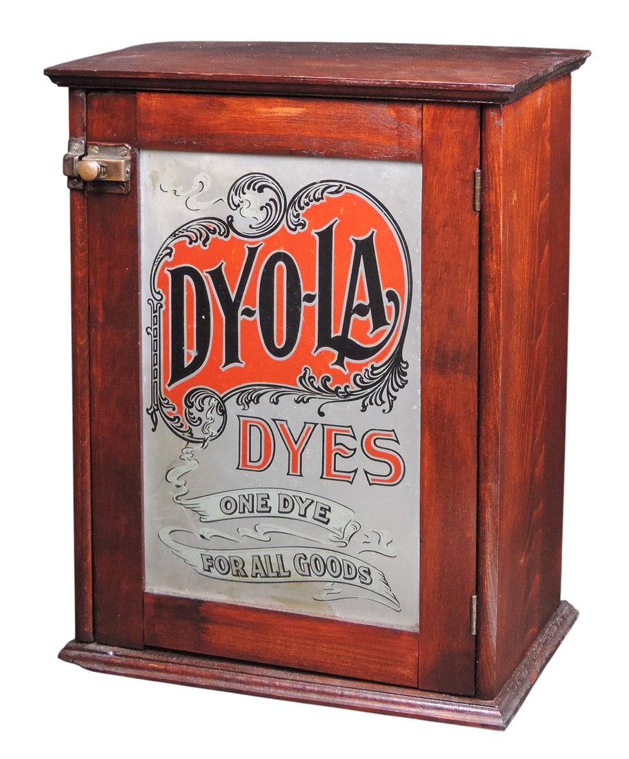 Country Store, Dy-O-La Dyes Country Store Cabinet, Mfg by the Johnson-Richardson Co. Ltd out of B...: Country Store, Dy-O-La Dyes Country Store Cabinet, Mfg by the Johnson-Richardson Co. Ltd out of Burlington, Vermont-USA, Sole United States Distributers Dy-O-La Dye Co., Des Moines, Iowa-USA, inside o