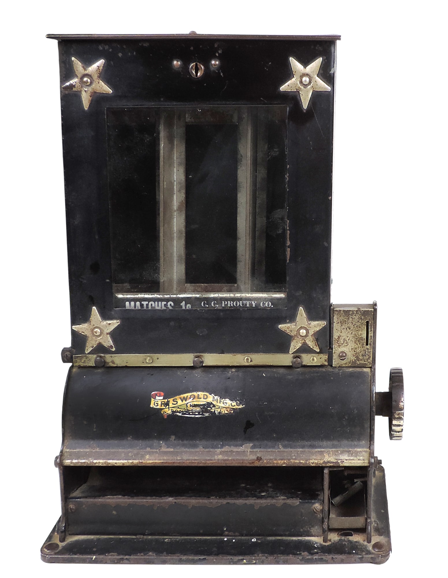 Coin-operated, 1¢ G.G. Prouty Co. Match Vendor, Mfg by Griswold Manufacturing Co., Erie, PA-USA (1 of 4)
