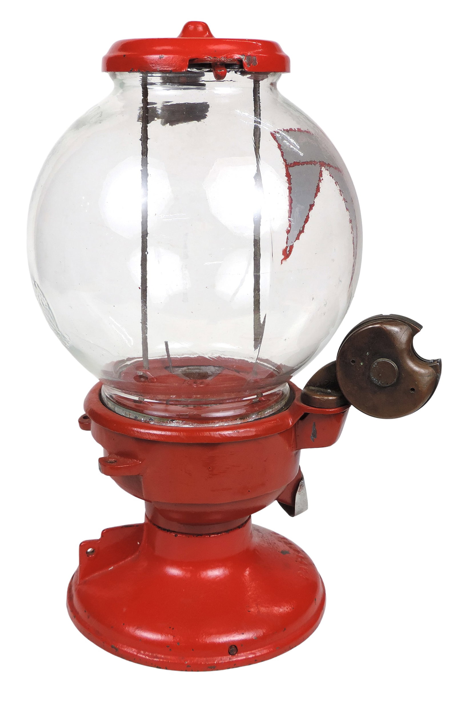 Coin-Operated Columbus Model "A" Vendor w/slug rejector, decal instructs the user: One Penny Here... - 2