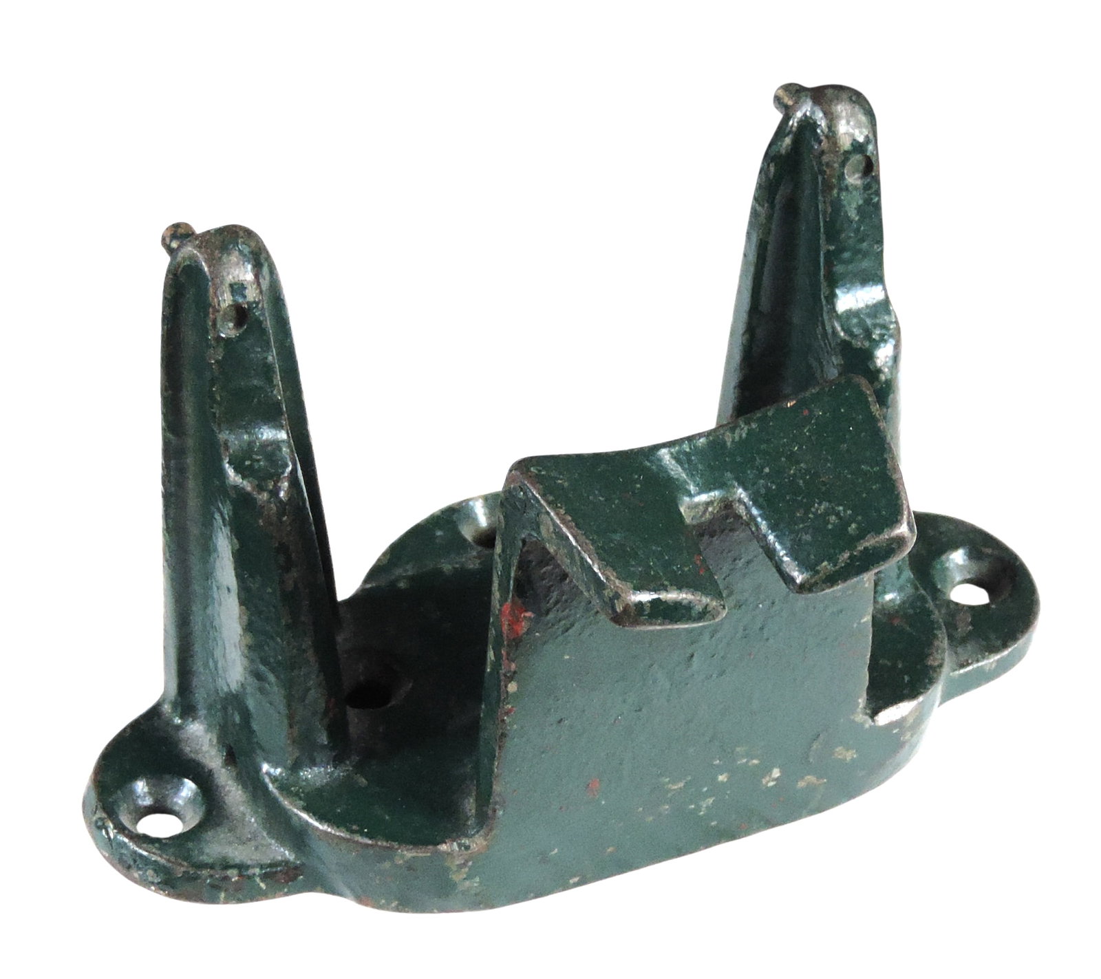 Coin-Operated Columbus Wall Mount Bracket, orig cast iron, embossed 87 NH, green paint shows age-... - 2