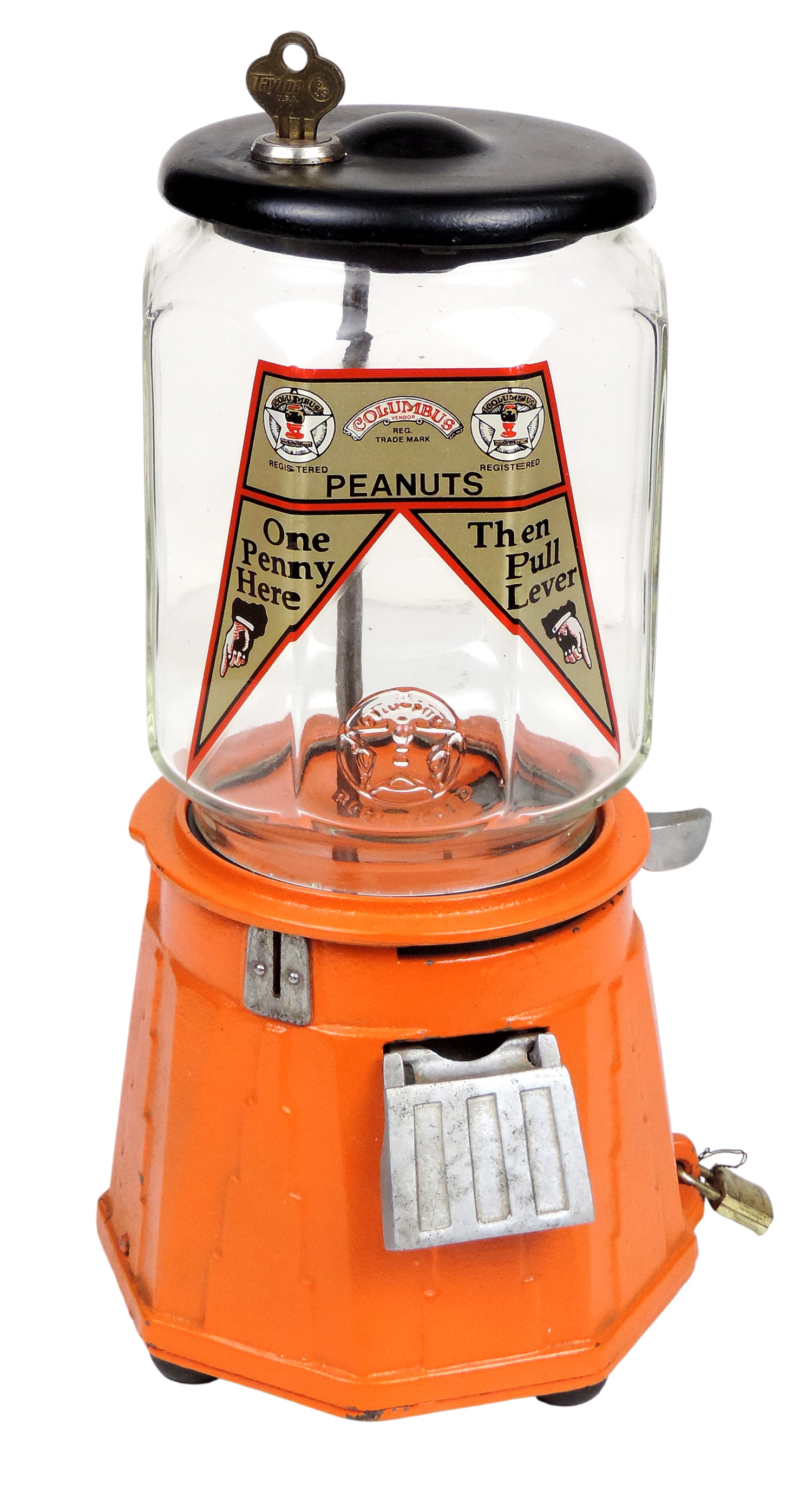 Coin-operated, Columbus Model "21" Vendor, art deco design, decal instructs the user: One Penny H... (1 of 4)