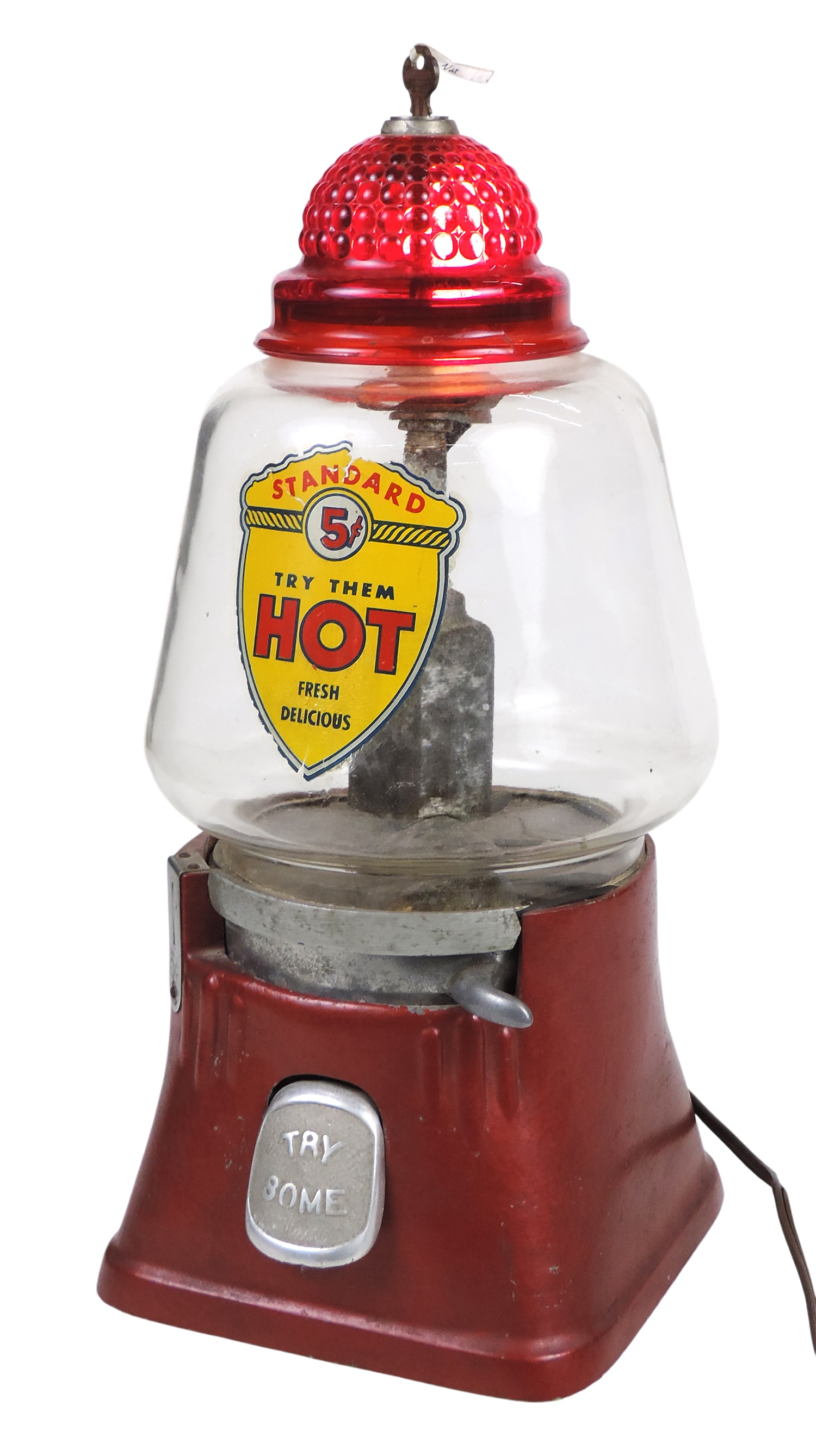 Coin-Operated Silver King 5¢ Hot Nut Vendor, features an internal heating core element to keep  (1 of 3)