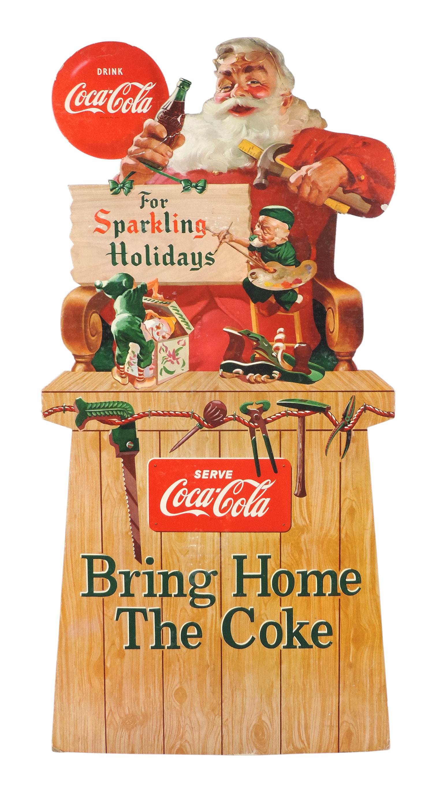 Coca-Cola Sparkling Holidays Countertop Display, die-cut cardboard w/easel back, Drink Coca Cola,... (1 of 4)