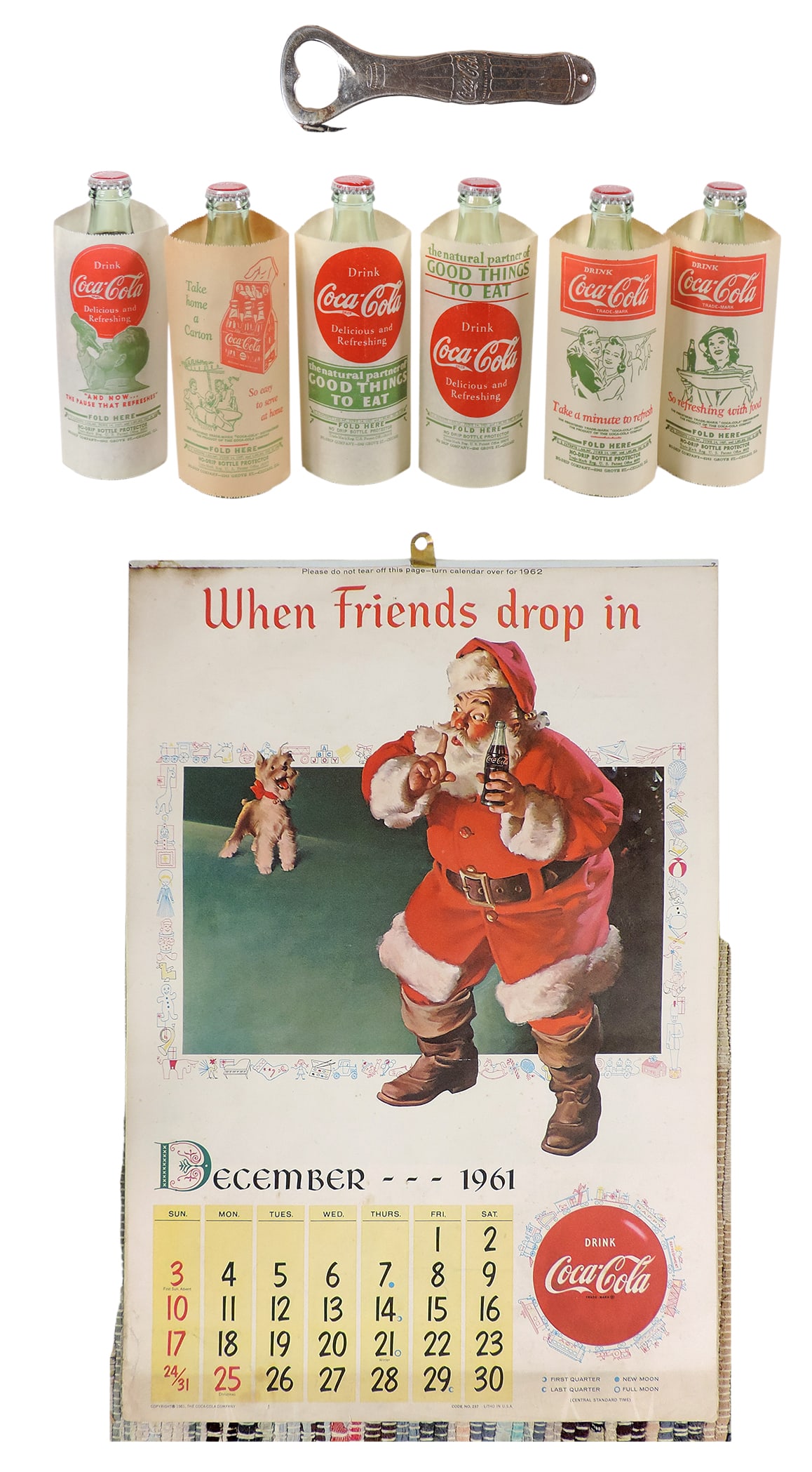 Coca-Cola Items (8), 1962 Calendar, copyright 1961, The Coca-Cola Co., litho in U.S.A., Code No. ... (1 of 4)