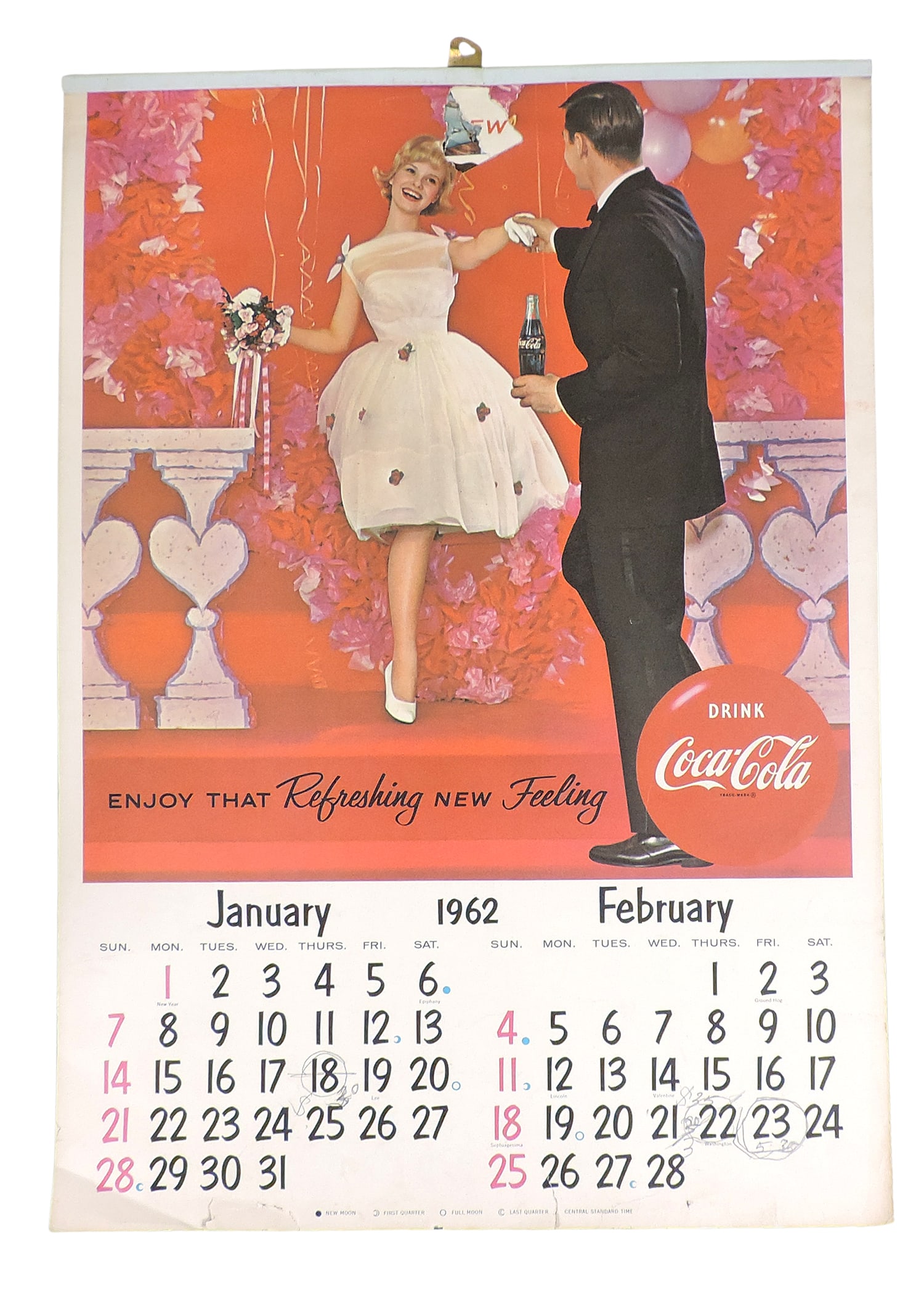 Coca-Cola Items (8), 1962 Calendar, copyright 1961, The Coca-Cola Co., litho in U.S.A., Code No. ... - 4