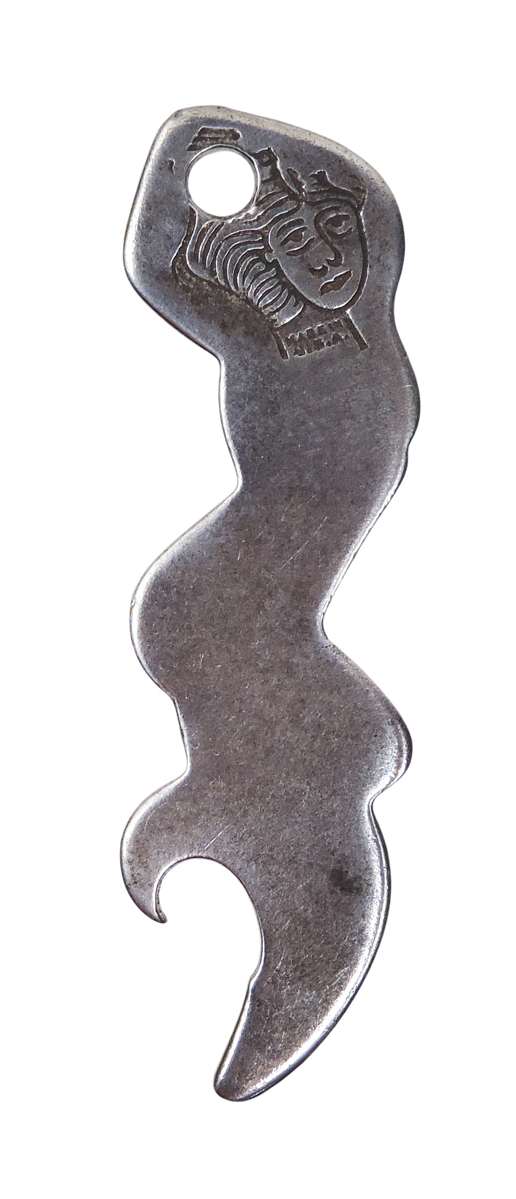 Coca-Cola "The Calendar Girl" Bottle Opener, Scarce 1913-1930 example, Exc cond, H 3 x W 1 in. - 2