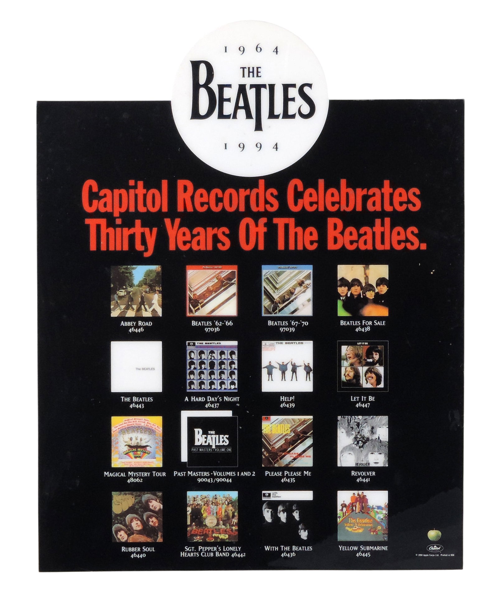 The Beatles 1994 Countertop Standee, Capital Records, cardstock w/easel back, features a discogra... (1 of 2)