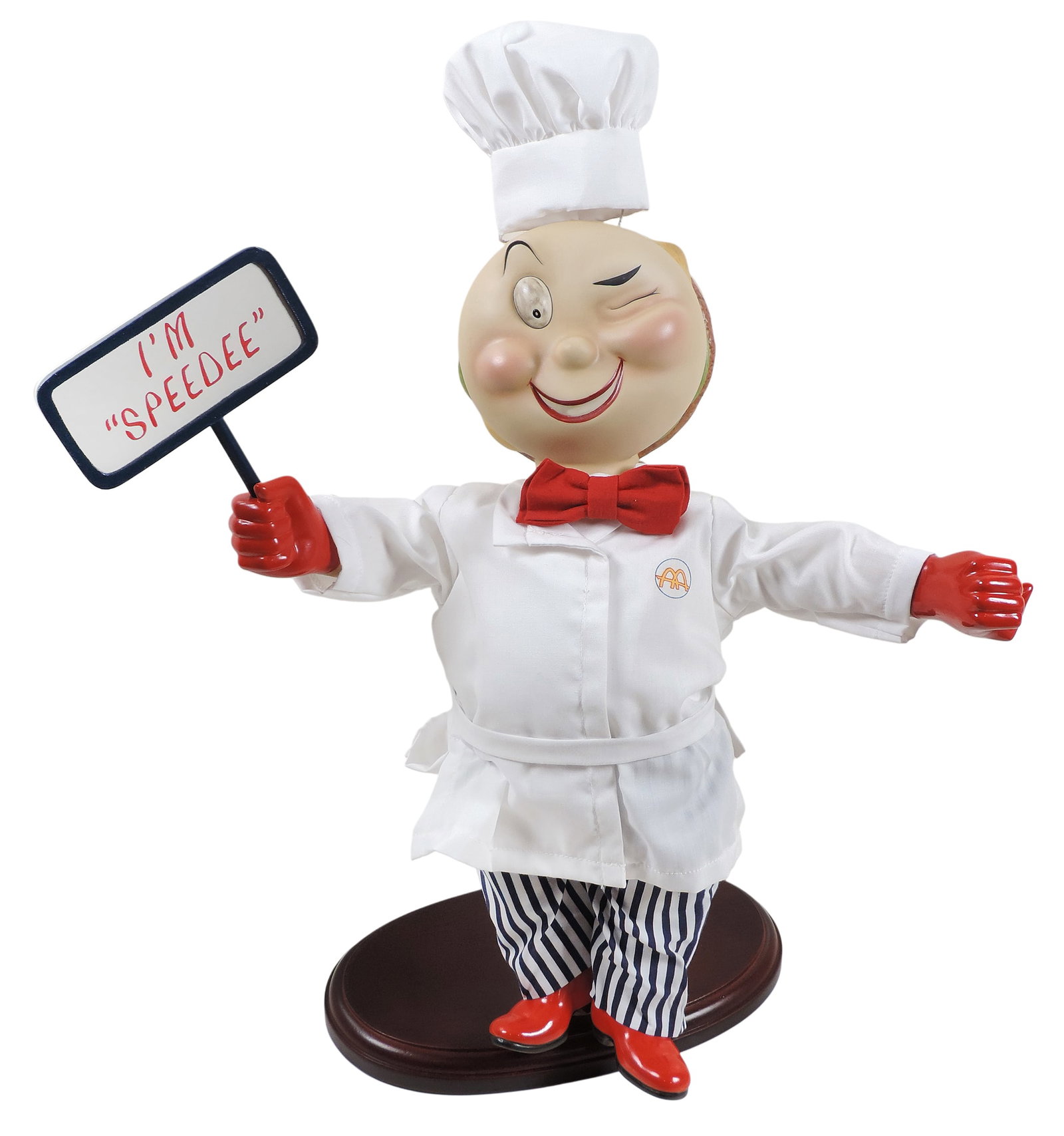 McDonald's Speedee porcelain figure, the first issue in the McDonald's Anniversary Collection, C....: McDonald's Speedee porcelain figure, the first issue in the McDonald's Anniversary Collection, C.1995 & celebrating McDonald's 40th Anniversary, designed by Artist Jim Licuretz, this Speedee is New Ol