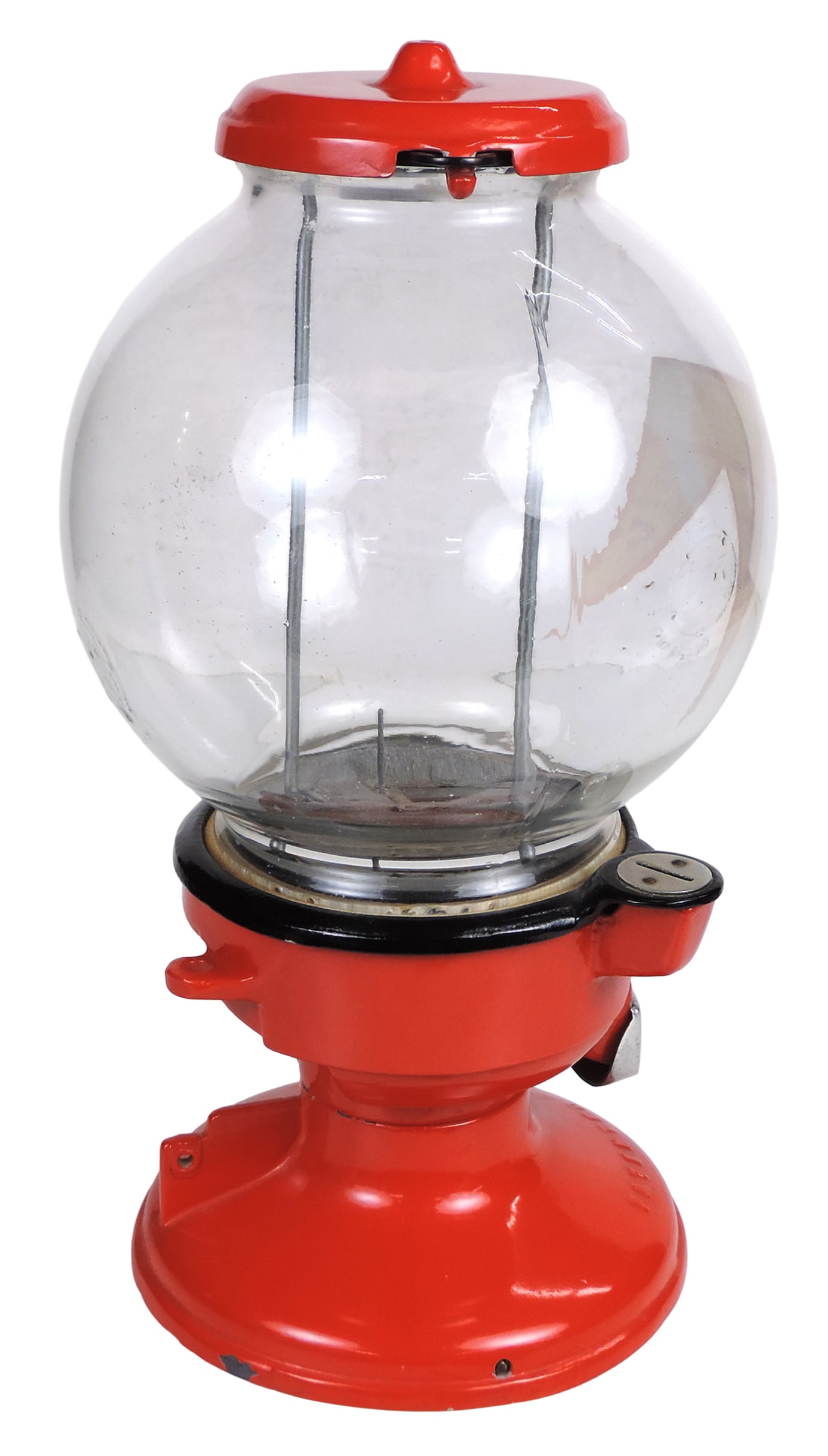 Coin-Operated Columbus Model "A" Vendor, decal instructs the user: One Penny Here, Then Pull Lever, - 2
