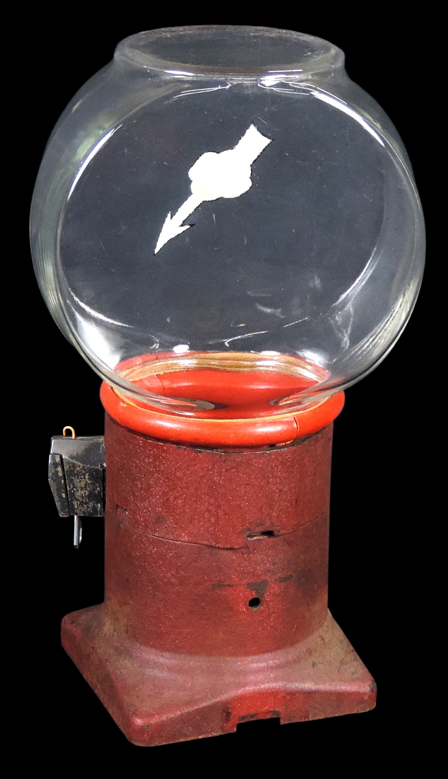 Coin-Operated Vendex gum vendor, cast iron Vendex 520 base w/a globe shaped like an upside down f... - 2
