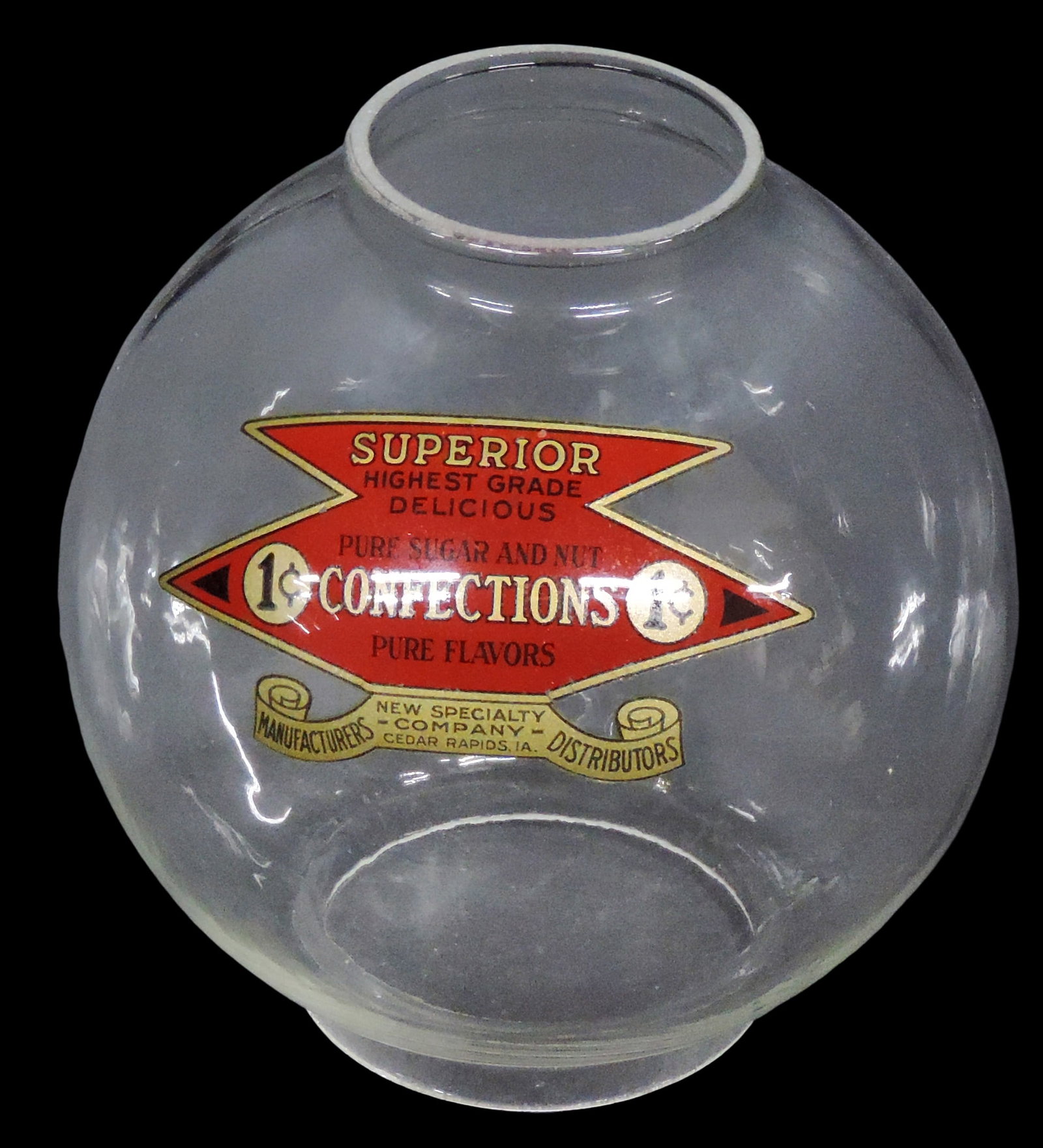 Coin-Operated Superior Bulk Vendor Glass Globe, Pure Sugar and Nut Confections, 1Â¢, New S - 2