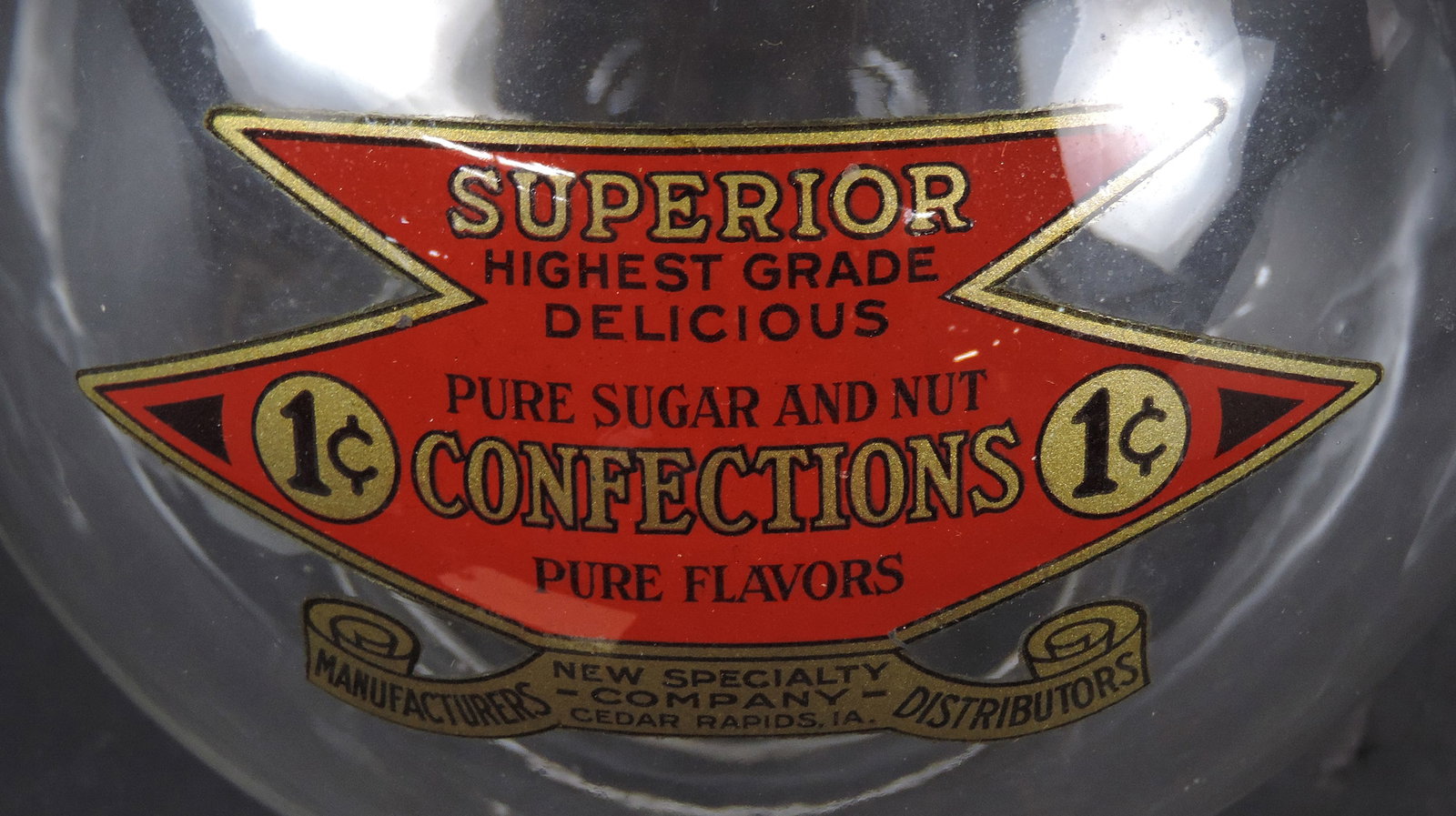 Coin-Operated Superior Bulk Vendor Glass Globe, Pure Sugar and Nut Confections, 1Â¢, New S - 3
