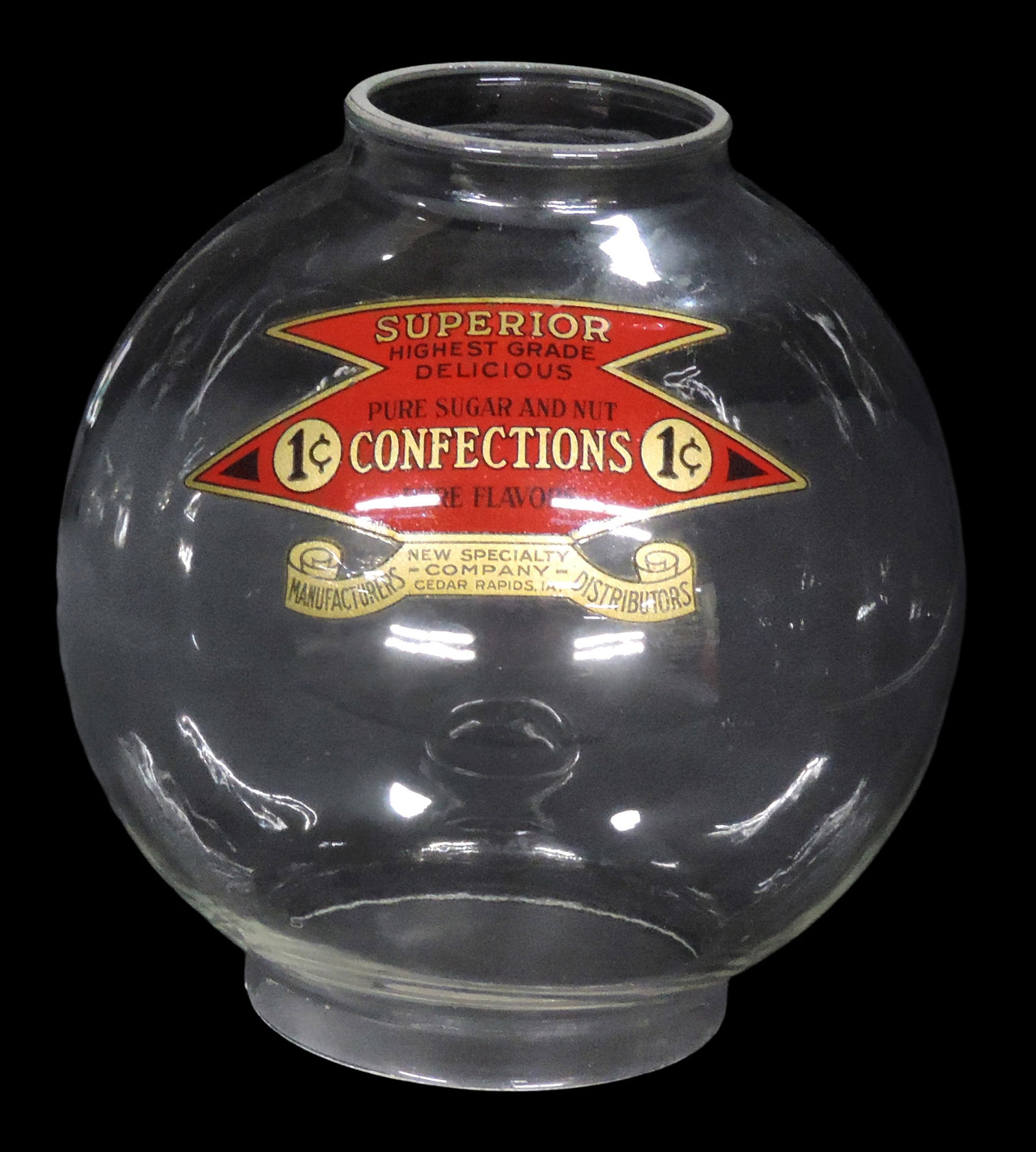 Coin-Operated Superior Bulk Vendor Glass Globe, Pure Sugar and Nut Confections, 1Â¢, New S - 4
